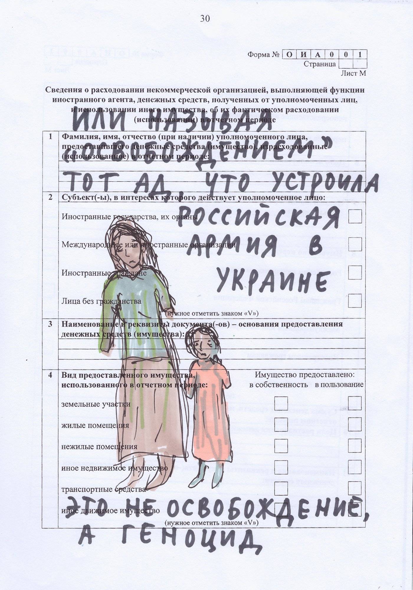 Rysunek na urzędowym dokumencie: kobieta z córką