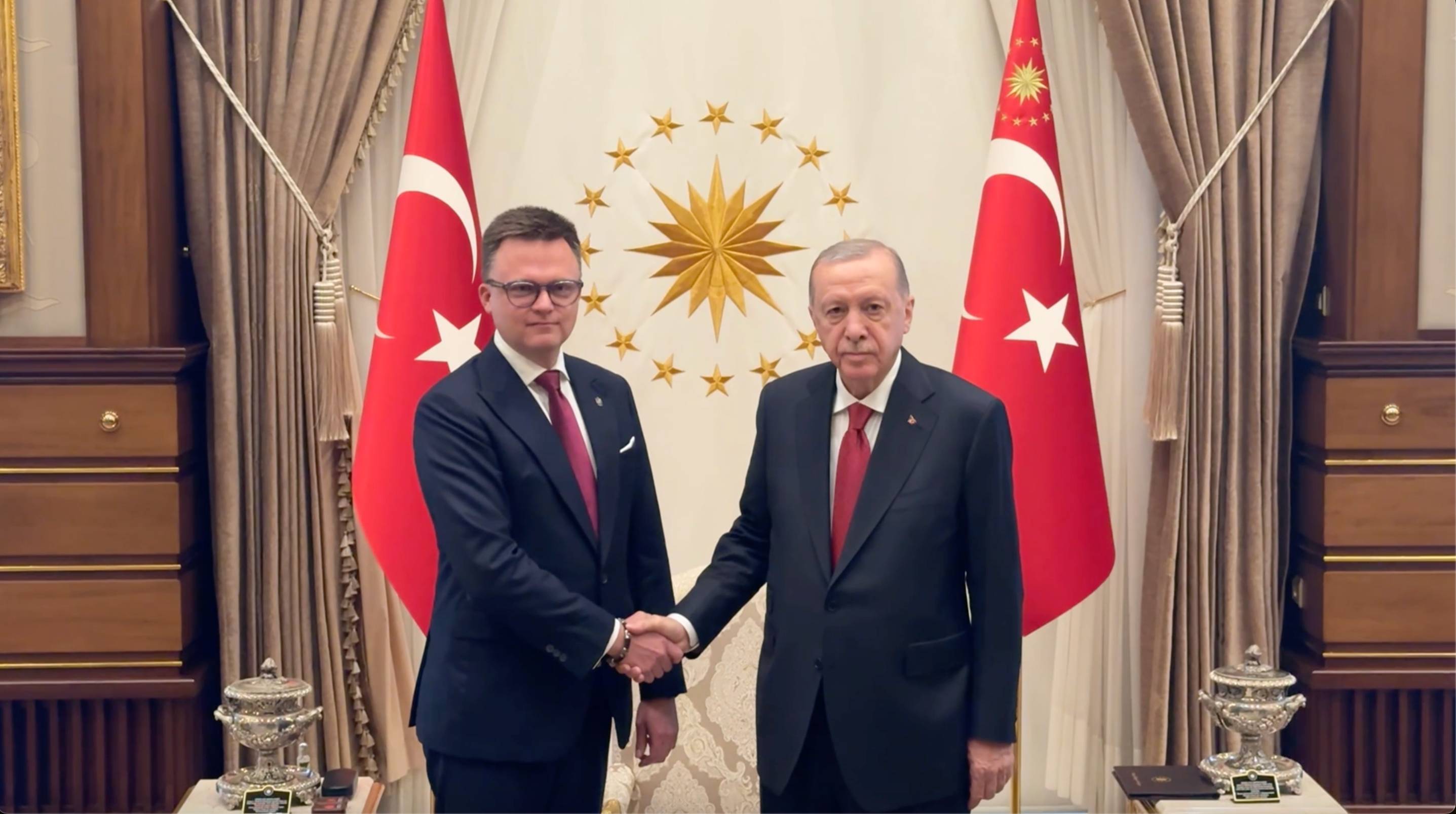 Marszałek Sejmu Szymon Hołownia i prezydent Turcji Recep Tayyip Erdoğan, Ankara, 18 września 2024