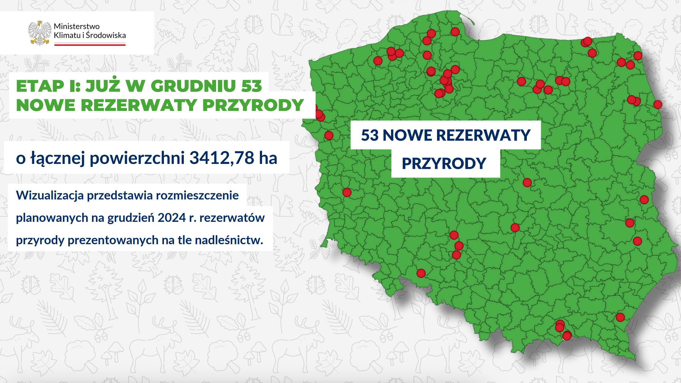 mapa poglądowa pokazuje, gdzie mniej więcej znajdą się nowe rezerwaty