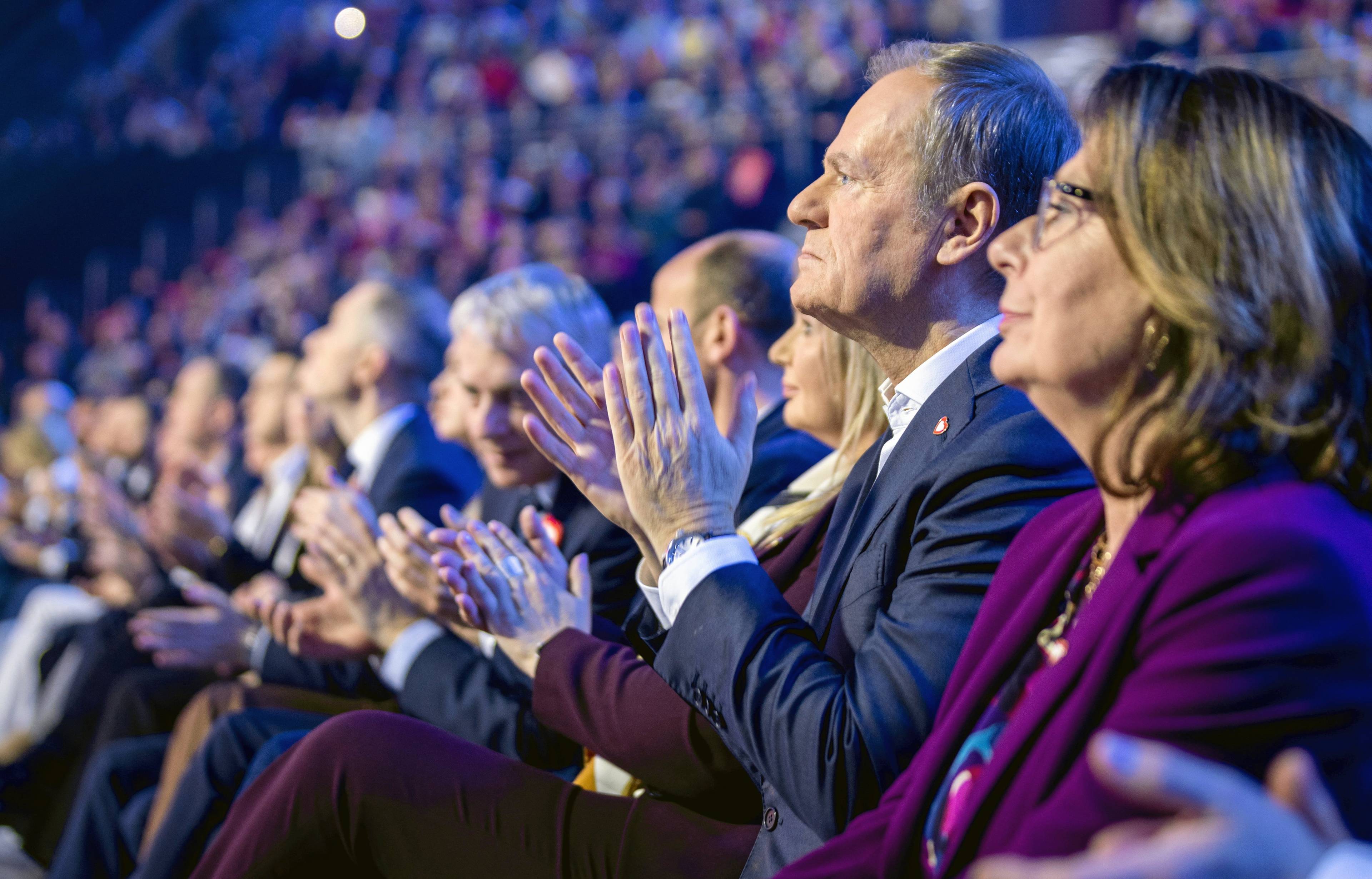 07.12.2024 Gliwice . Hala PreZero Arena Gliwice . Premier Donald Tusk podczas konwencji wyborczej Koalicji Obywatelskiej i RafalaTrzaskowskiego w ramach kampanii prezydenckiej .
Fot. Grzegorz Celejewski / Agencja Wyborcza.pl