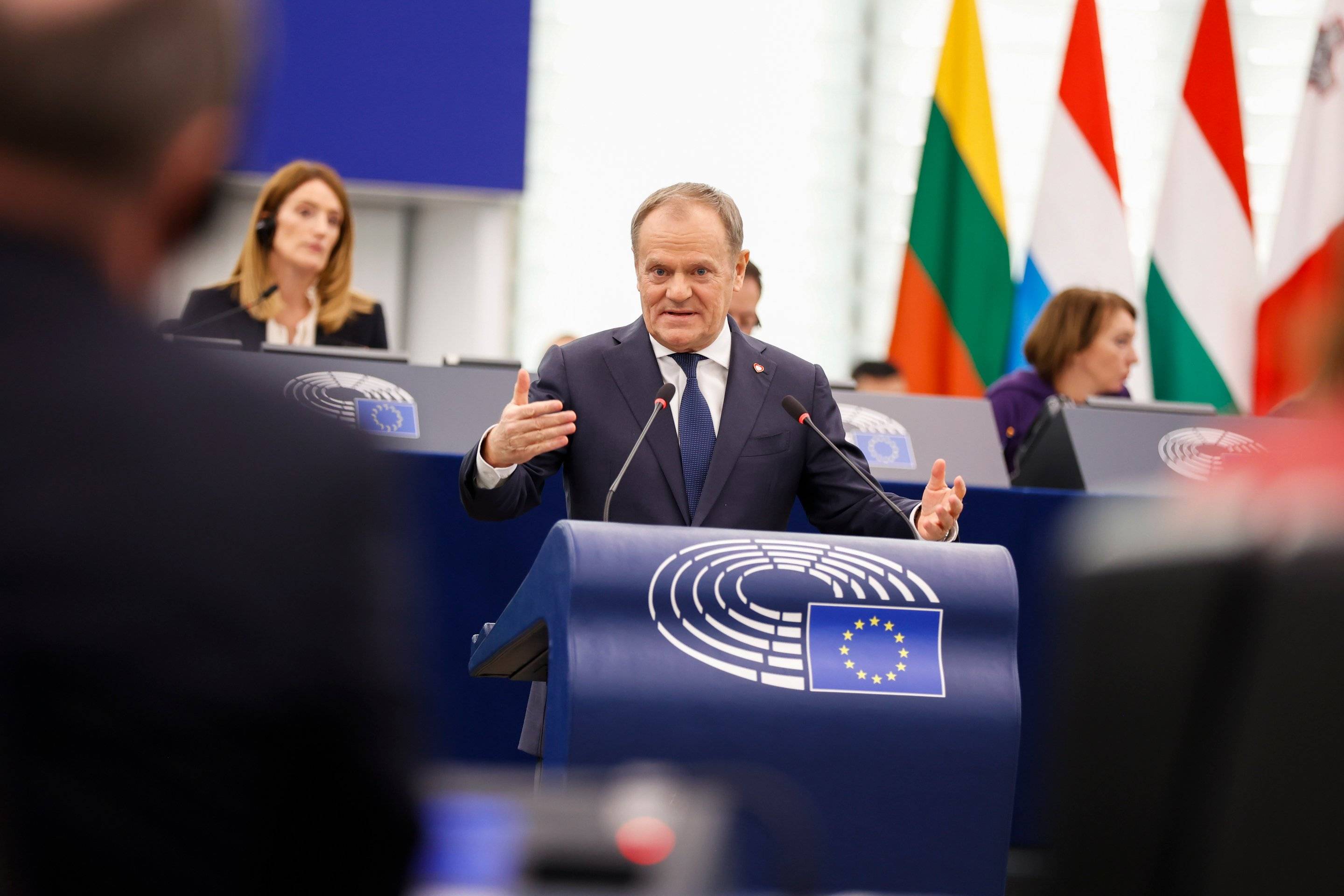 Polski premier Donald Tusk w środę 22 stycznia 2025 zaprezentował w Parlamencie Europejskim priorytety polskiej prezydencji w Radzie UE.