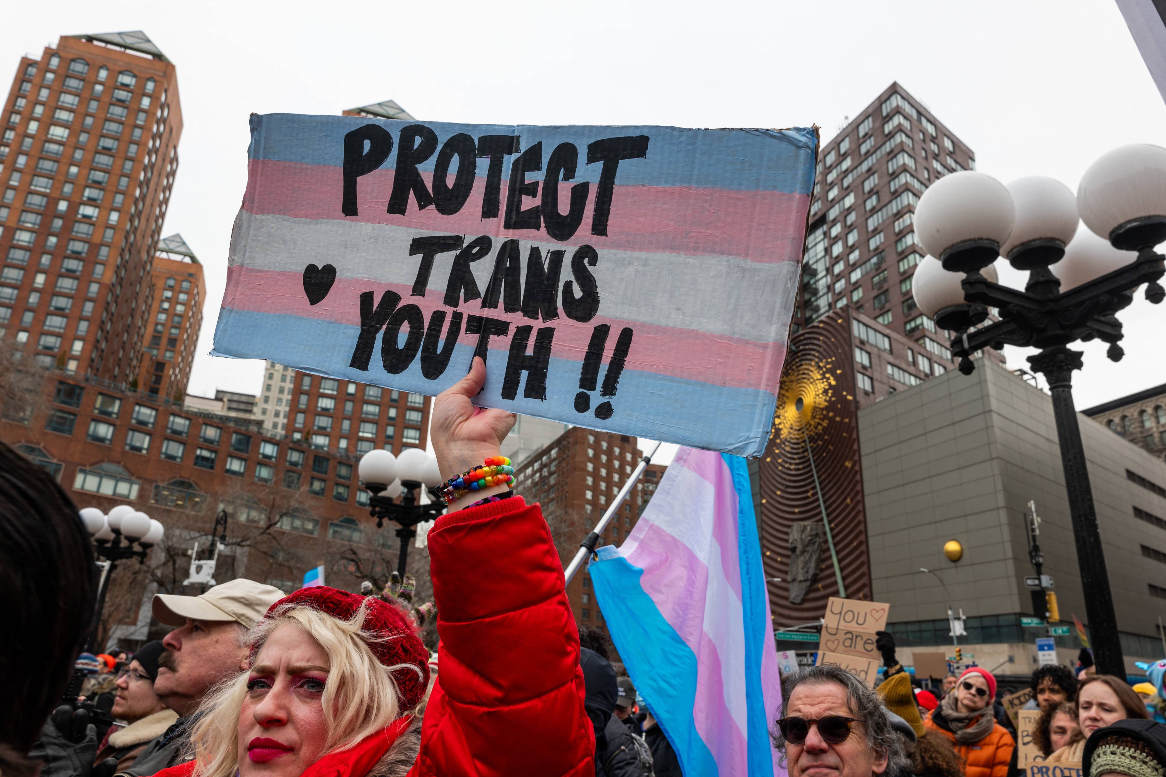 Activists In New York Rally For Trans Youth In Opposition To Trump Administration Policies