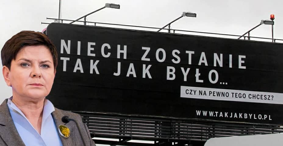 Grafika do artykułu OKO.press pisze do sądu: PR-owcy premier Szydło od kampanii billboardowej mogli złamać przepisy antykorupcyjne