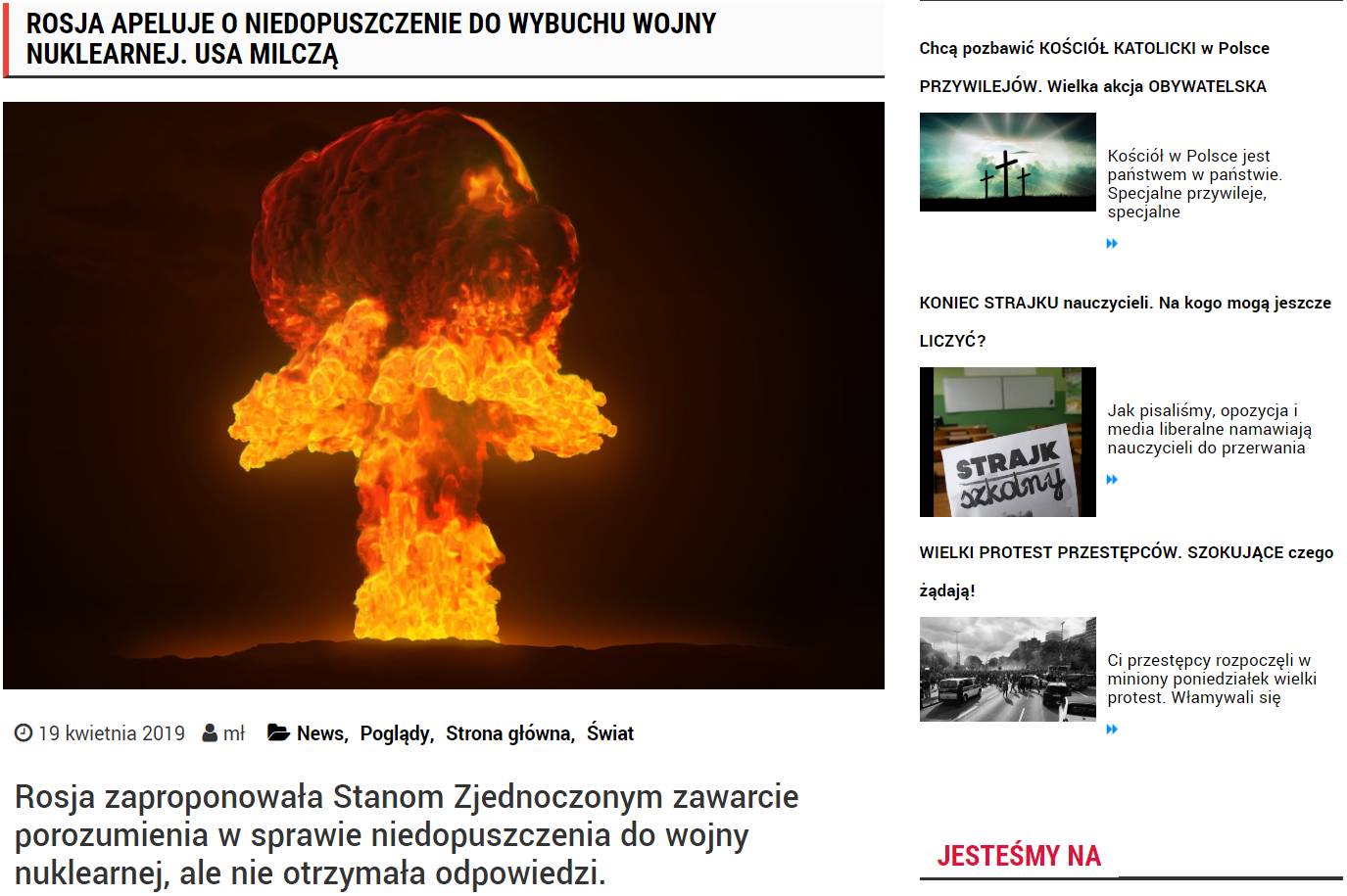 Straszenie wojną na "Innej Polityce", portalu Jacka Podgórskiego, b. doradcy Leszka Millera.