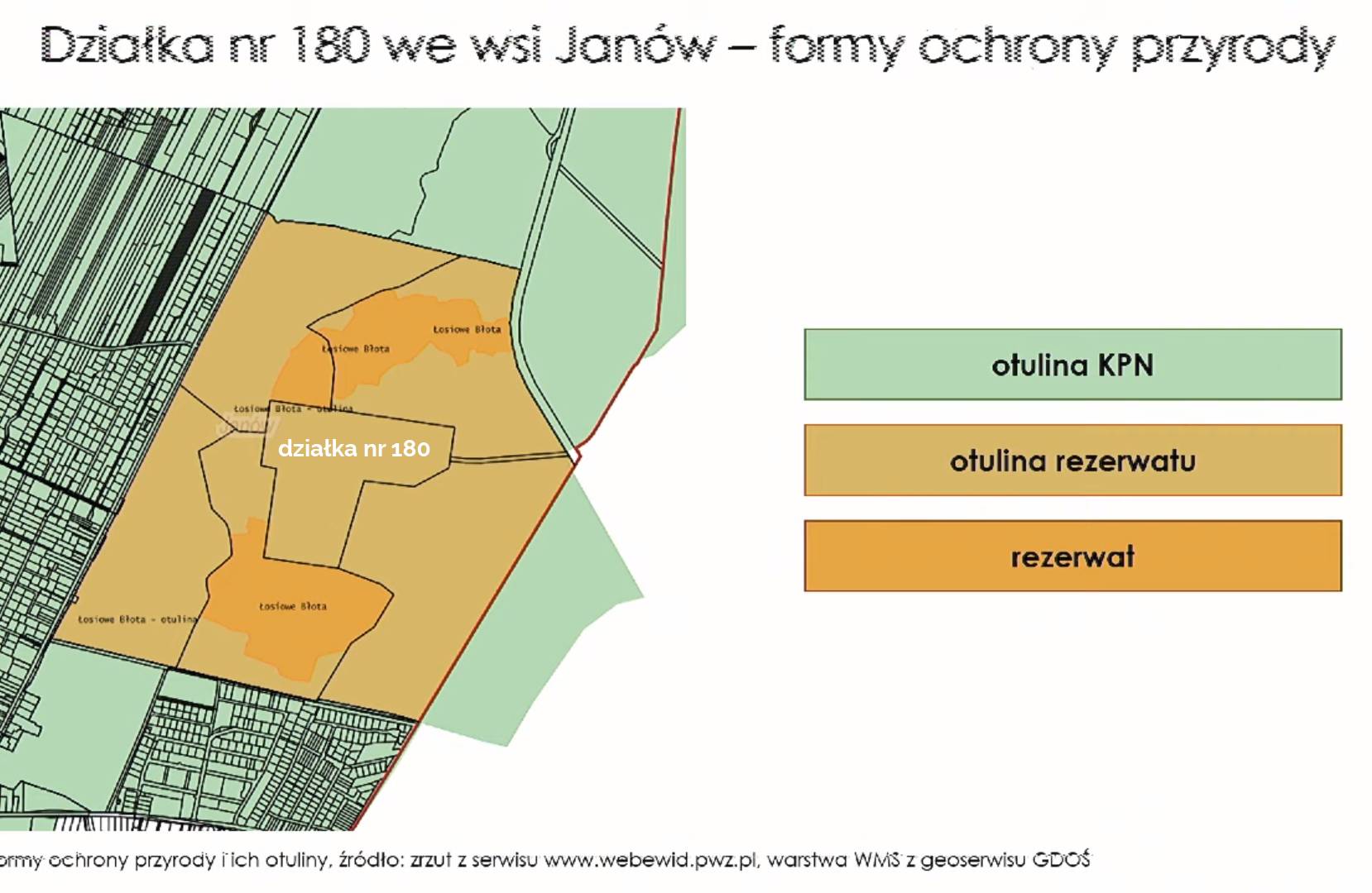 Mapa sąsiadujących z działką rezerwatów