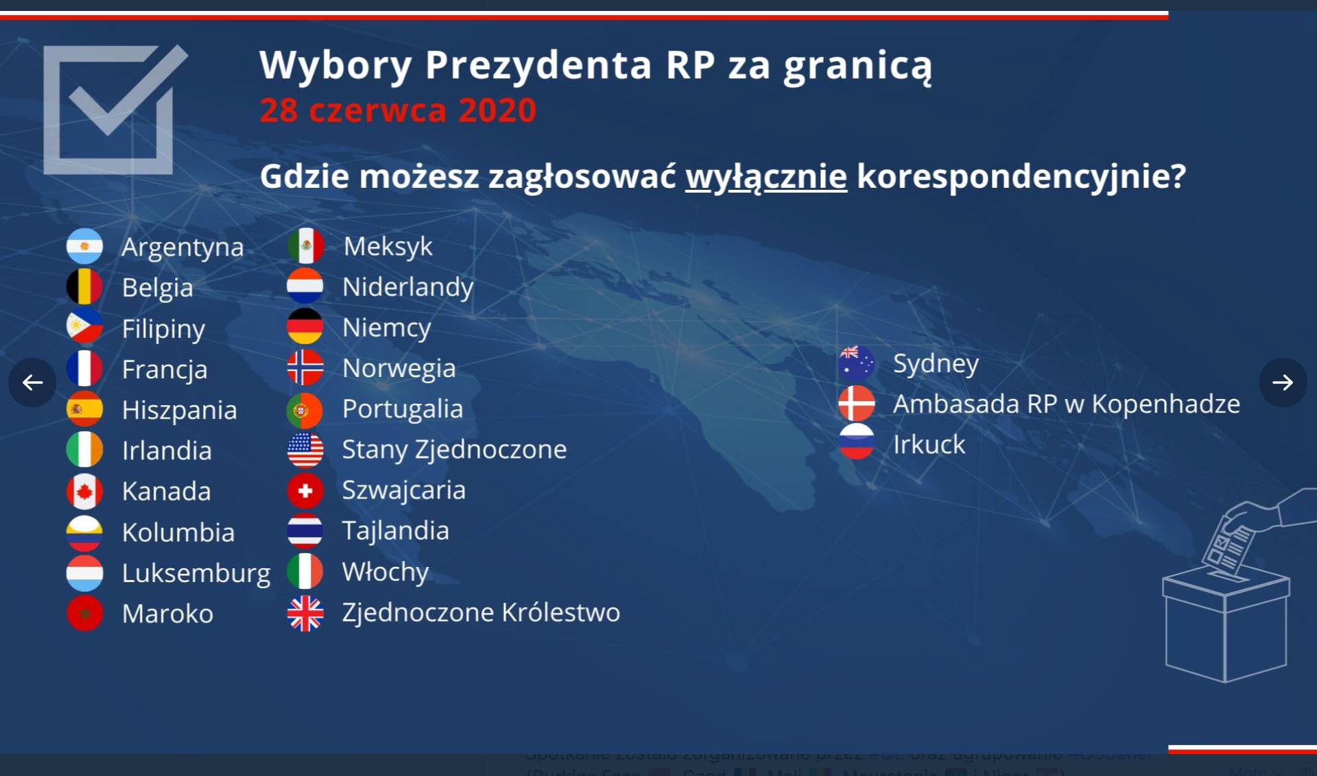 Wybory korespondencyjne za granicą grafika MSZ