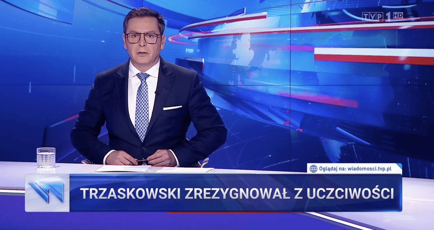 "Wiadomości" TVP o haśle Rafała Trzaskowskiego, 8 czerwca 2020