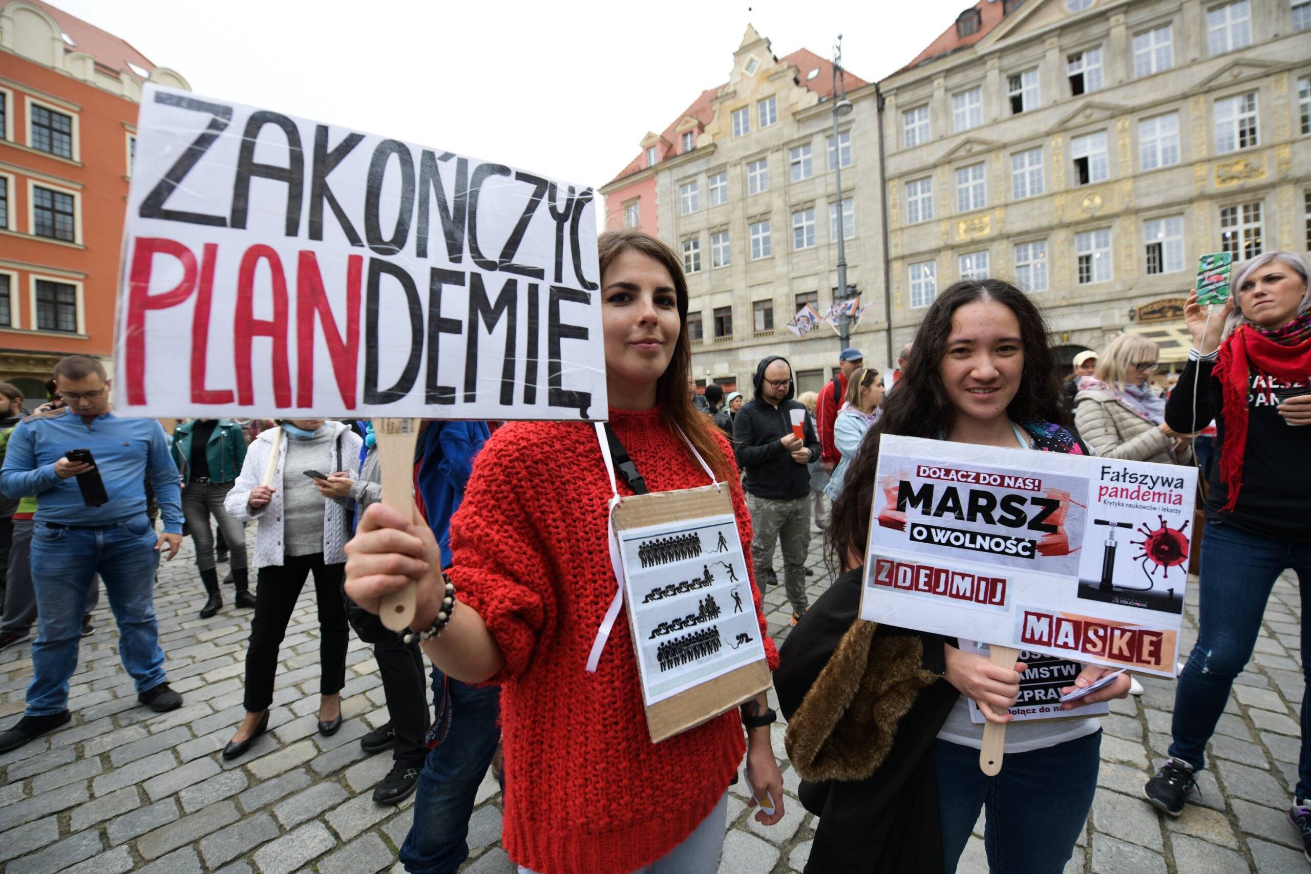 manifestacja antycovidowców we Wrocławiu