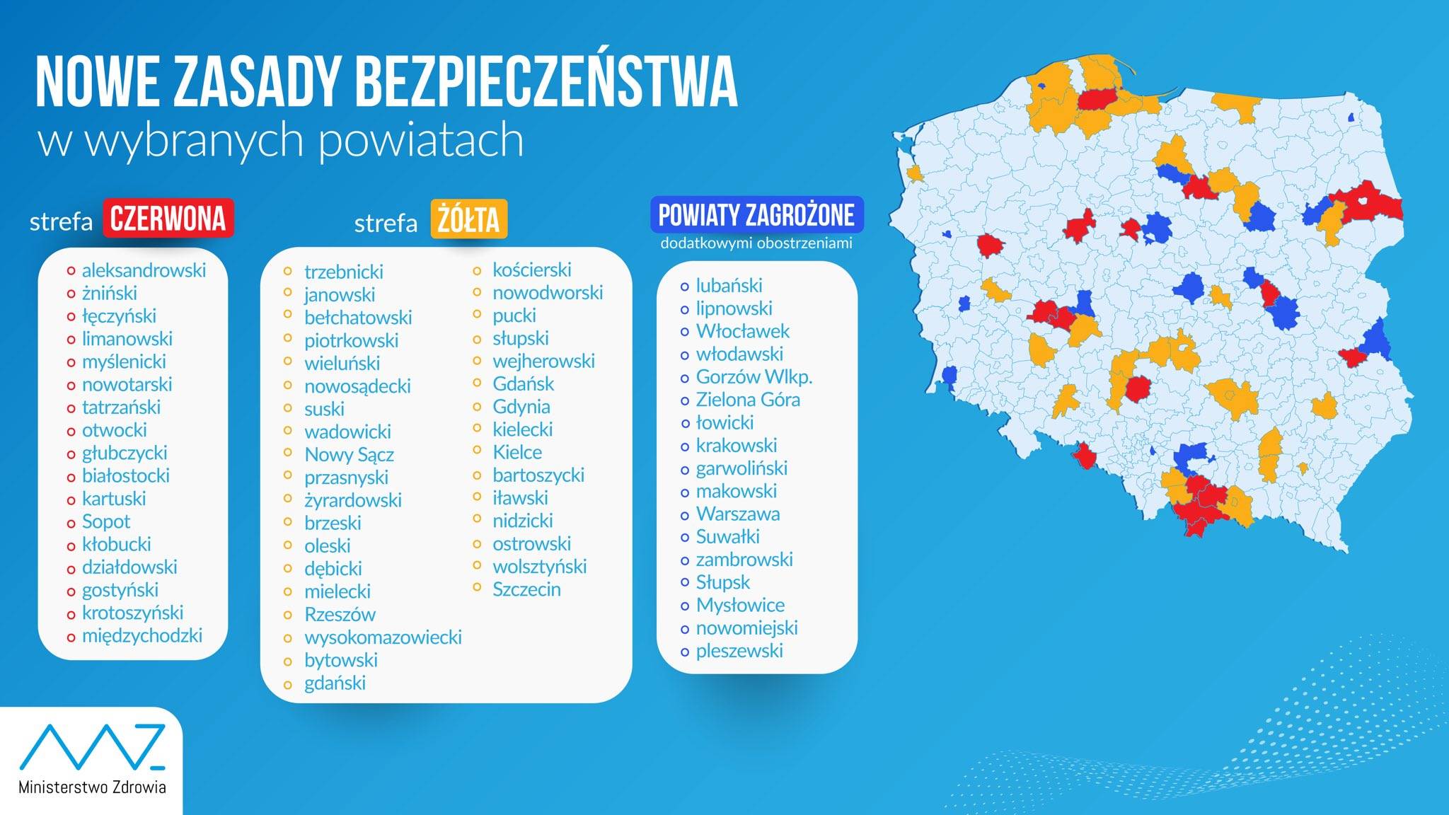 koronawirus nowa lista powiatów