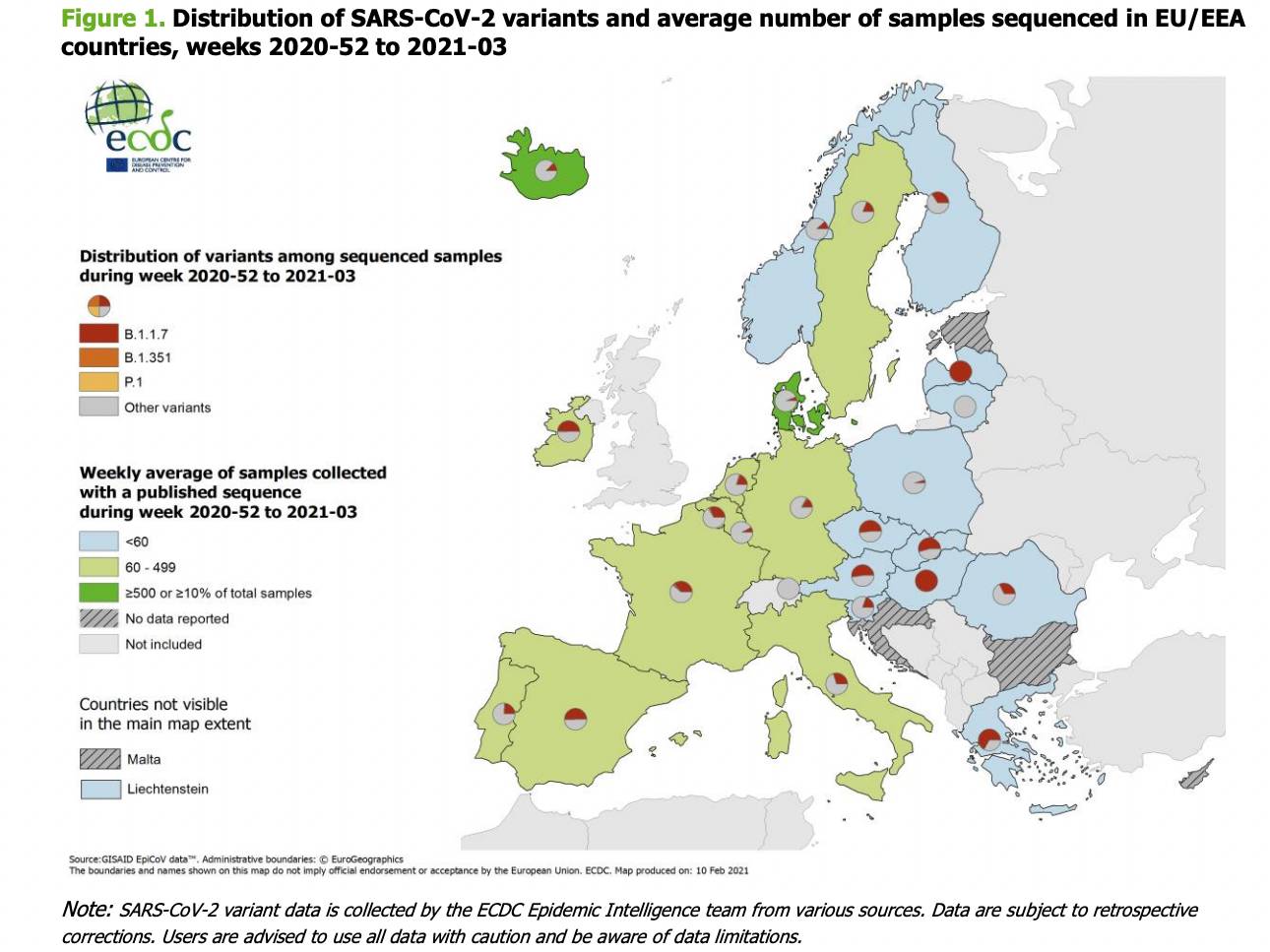 mapa obecności wariantów SARS-CoV-2 w Europie