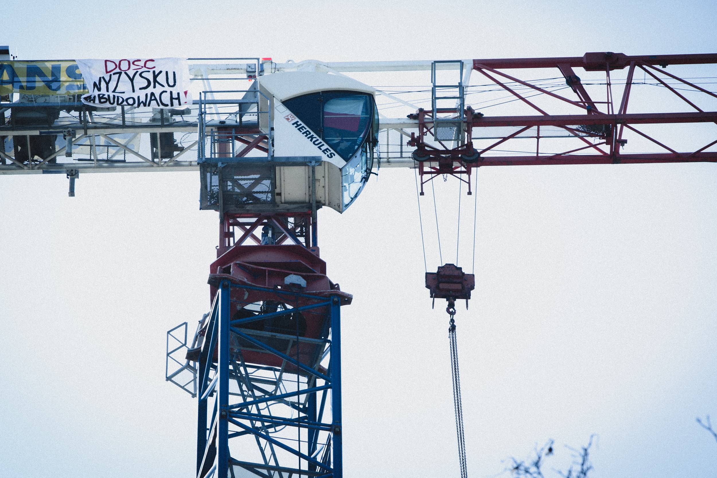 28.04.2021 Protest operatorów żurawi dźwigowych