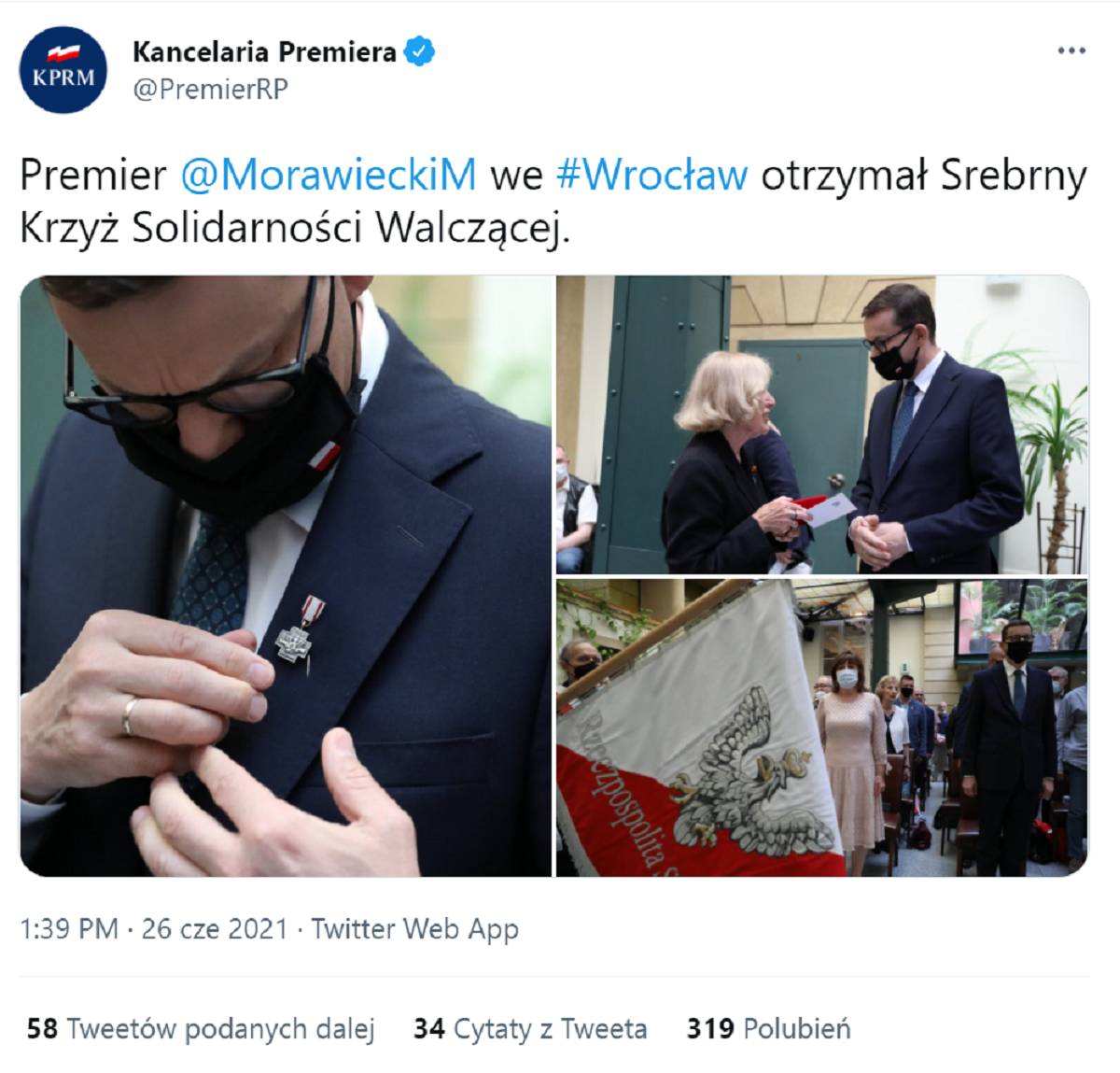 Morawiecki odznaczony Krzyżem Solidarności Walczącej