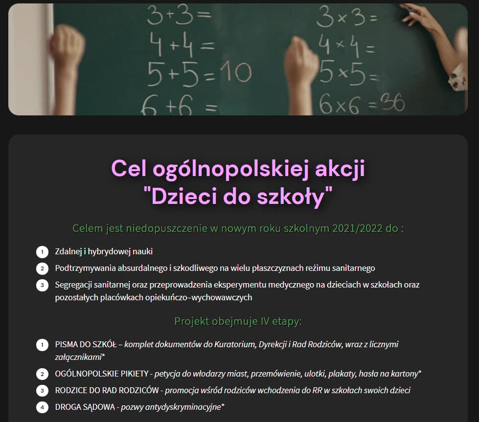 ulotka przedstawiające cele akcji „Dzieci do szkoły"