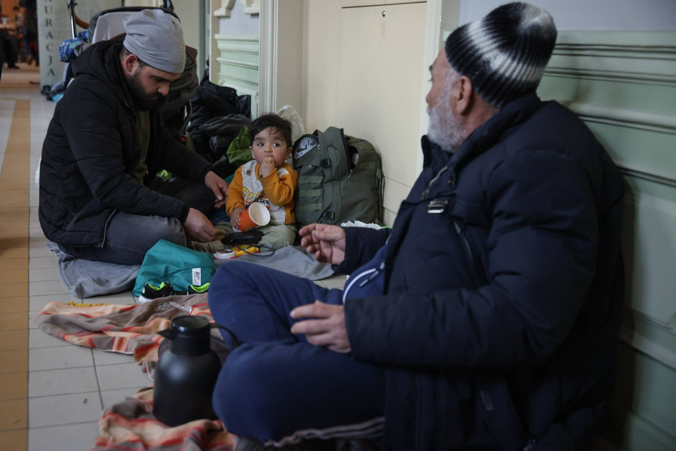 Uchodźcy z Ukrainy na Dworcu Glównym w Przemyślu