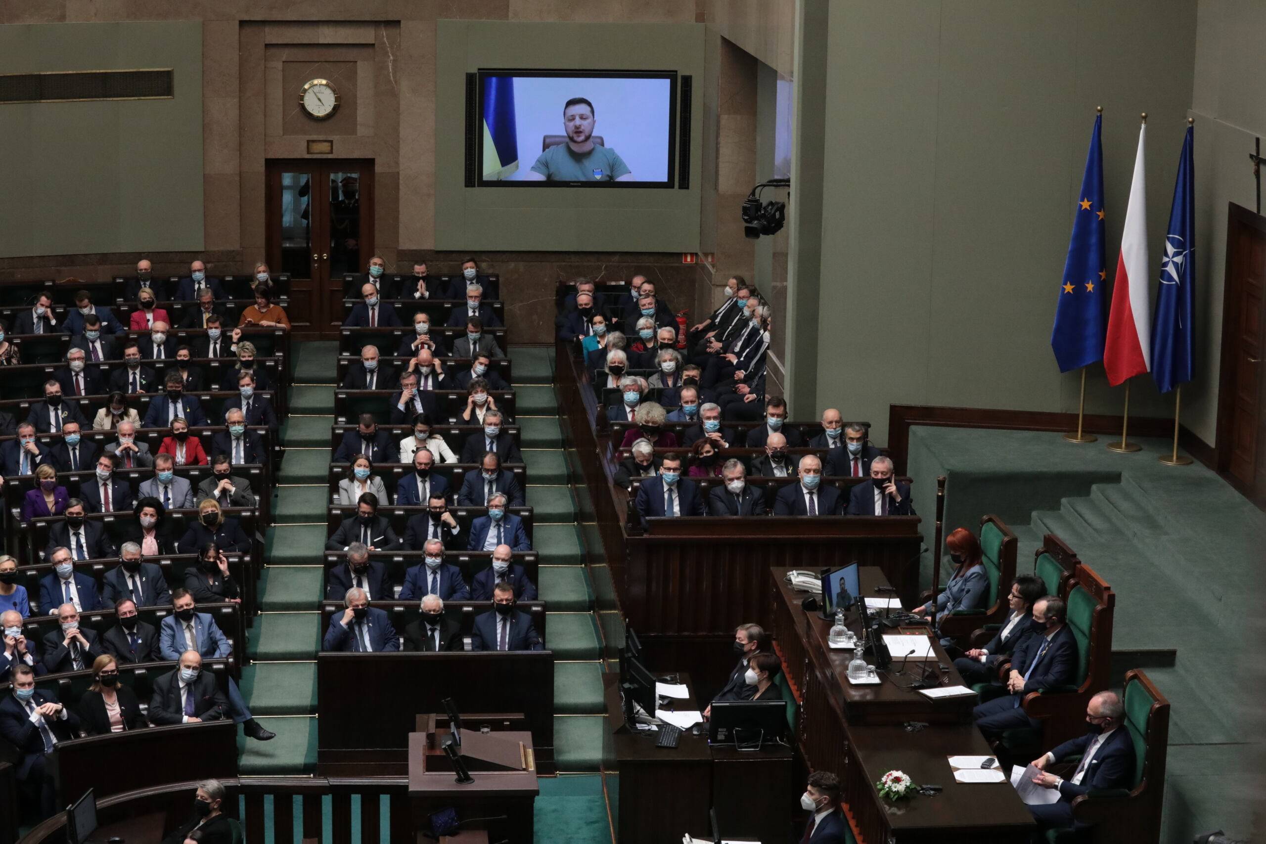 11.03.2022 Warszawa , ul Wiejska , Sejm . Poslowie i senatorowie podczas Zgromadzenia Narodowego z okazji 23 rocznicy wstapienia Polski do NATO .
Fot. Slawomir Kaminski / Agencja Wyborcza.pl