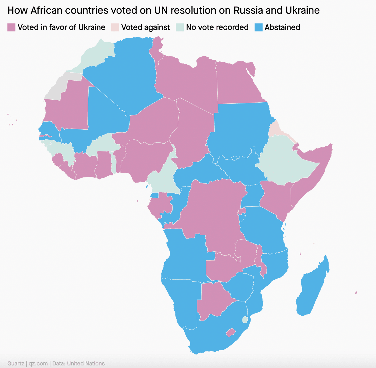 Wyniki głosowania ws. rezolucji ONZ - Afryka