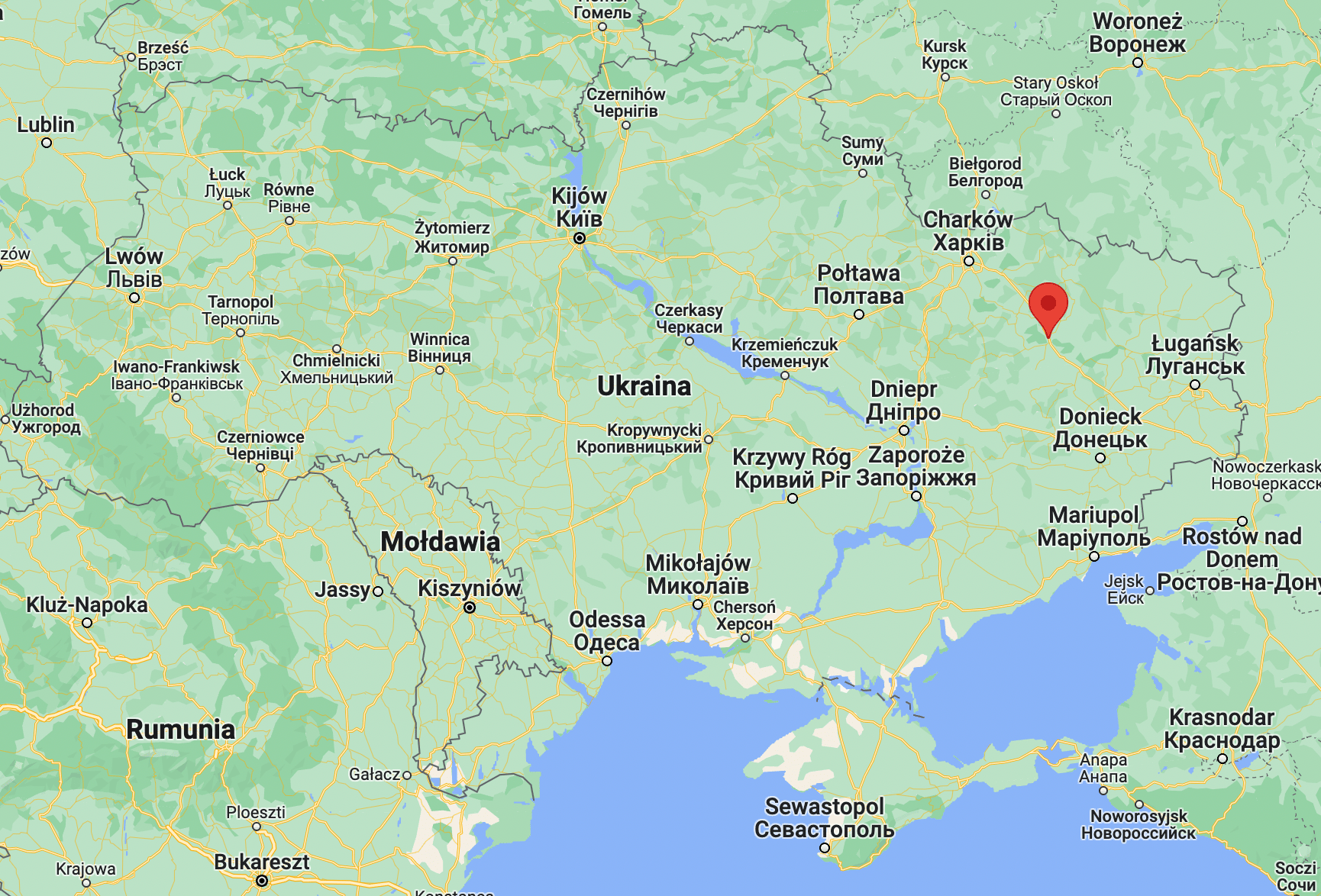 Położenie Iziumu na mapie Ukrainy