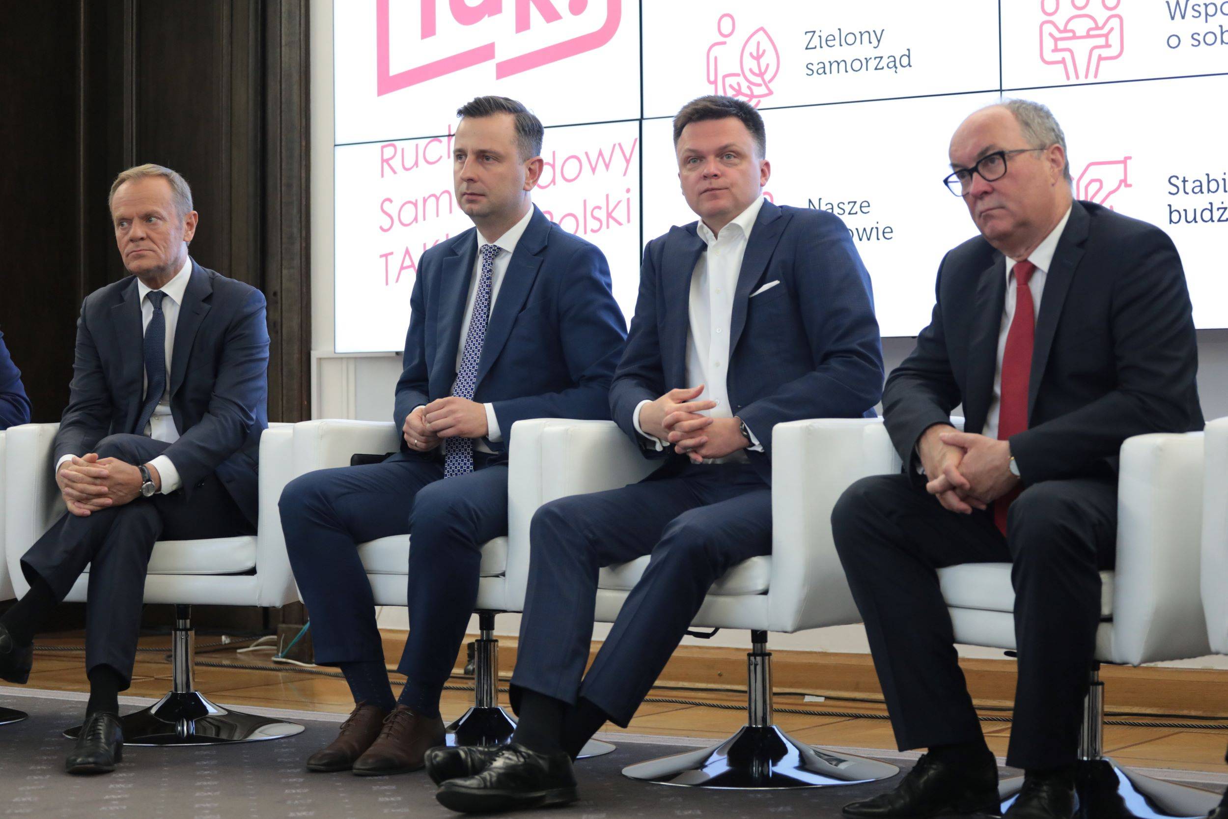 Liderzy opozycji: Tusk, Kosiniak-Kamysz, Hołownia, Czarzasty, maj 2022