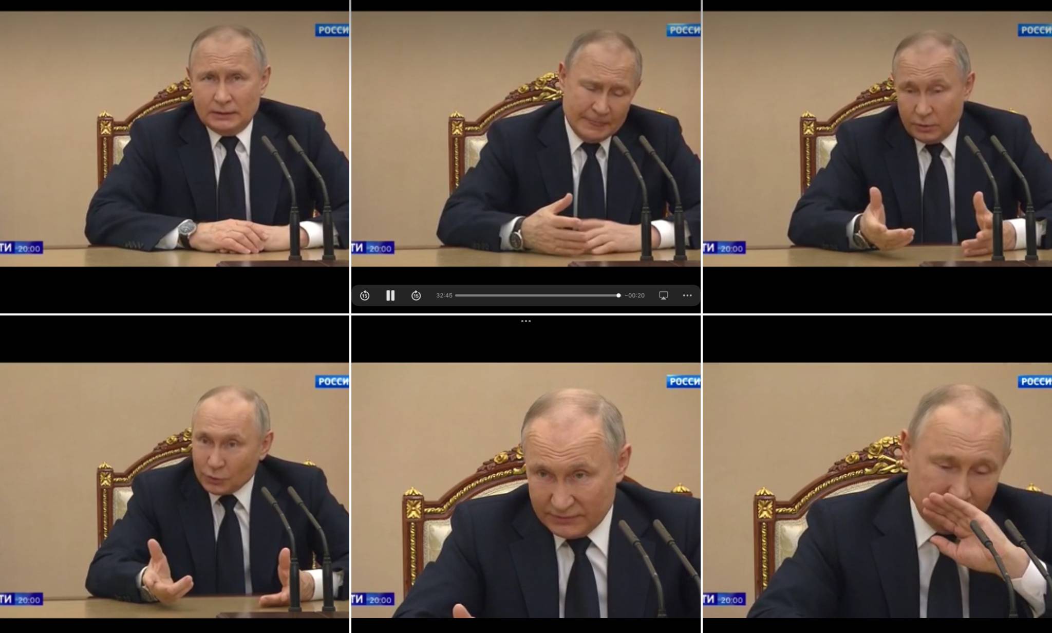 Kilka zdjęć z gestykulującym Putinem