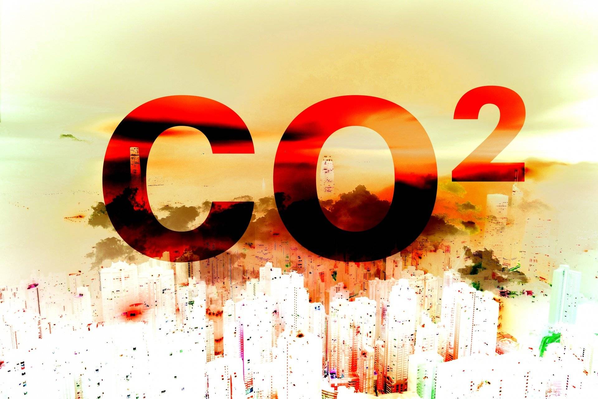 Duży napis CO2 na kolorowym tle