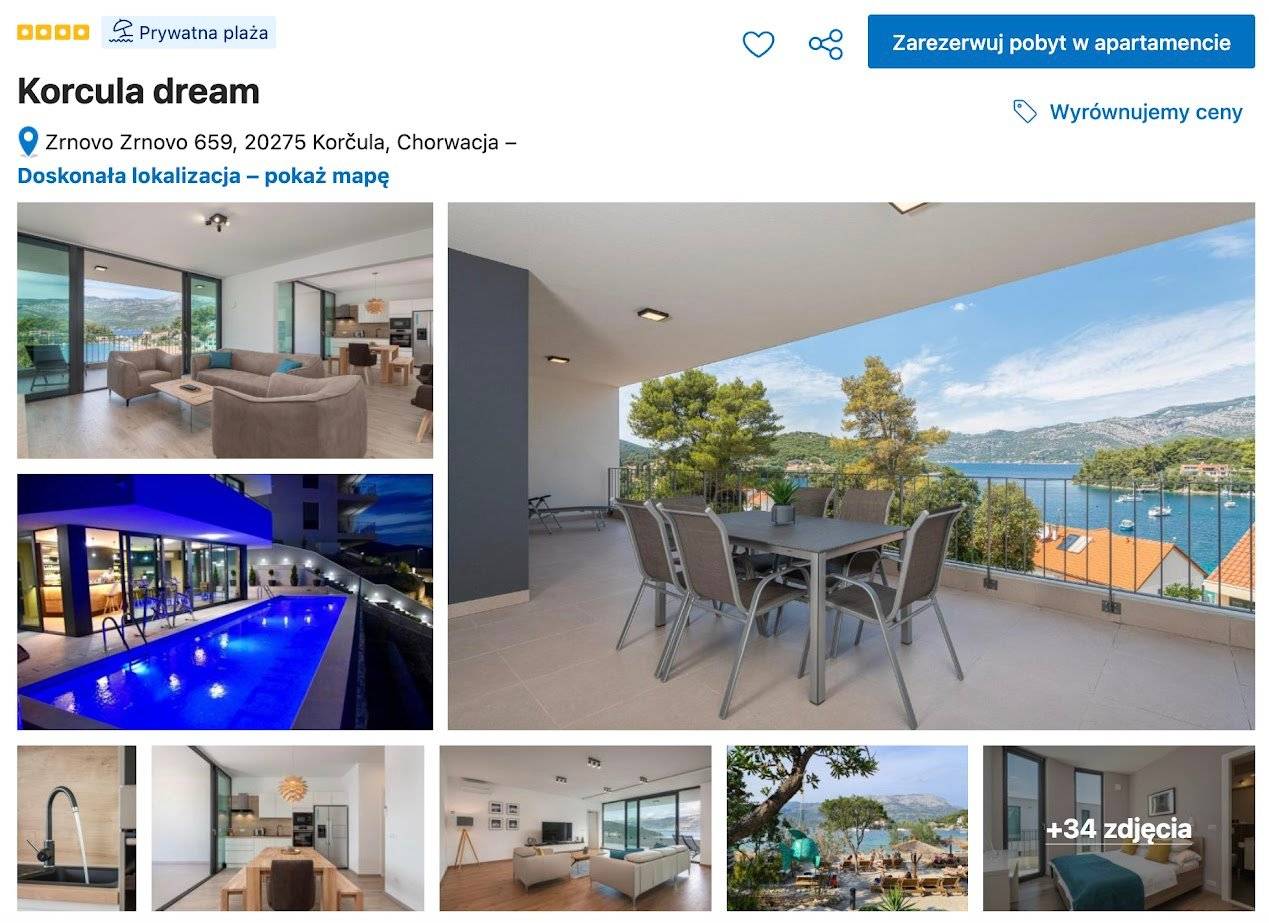Zdjęcia luksusowego apartamentu w Chorwacji z widokiem na może