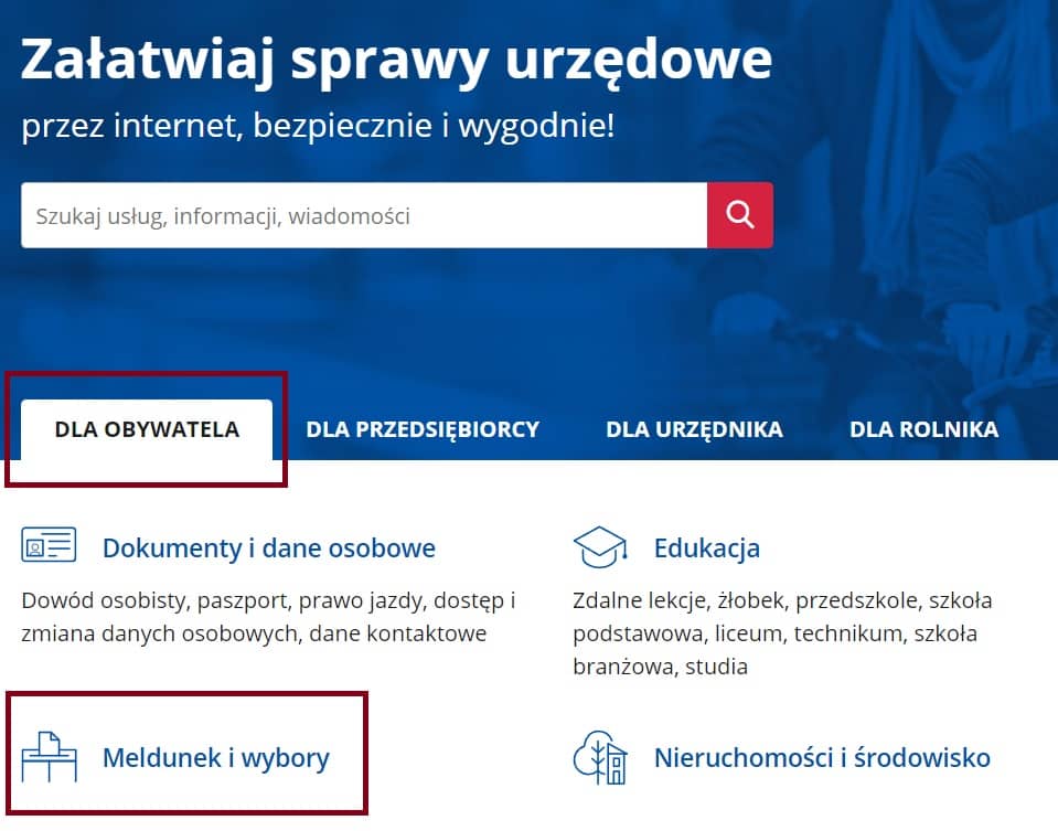 Zrzut ekranu ze strony www.gov.pl