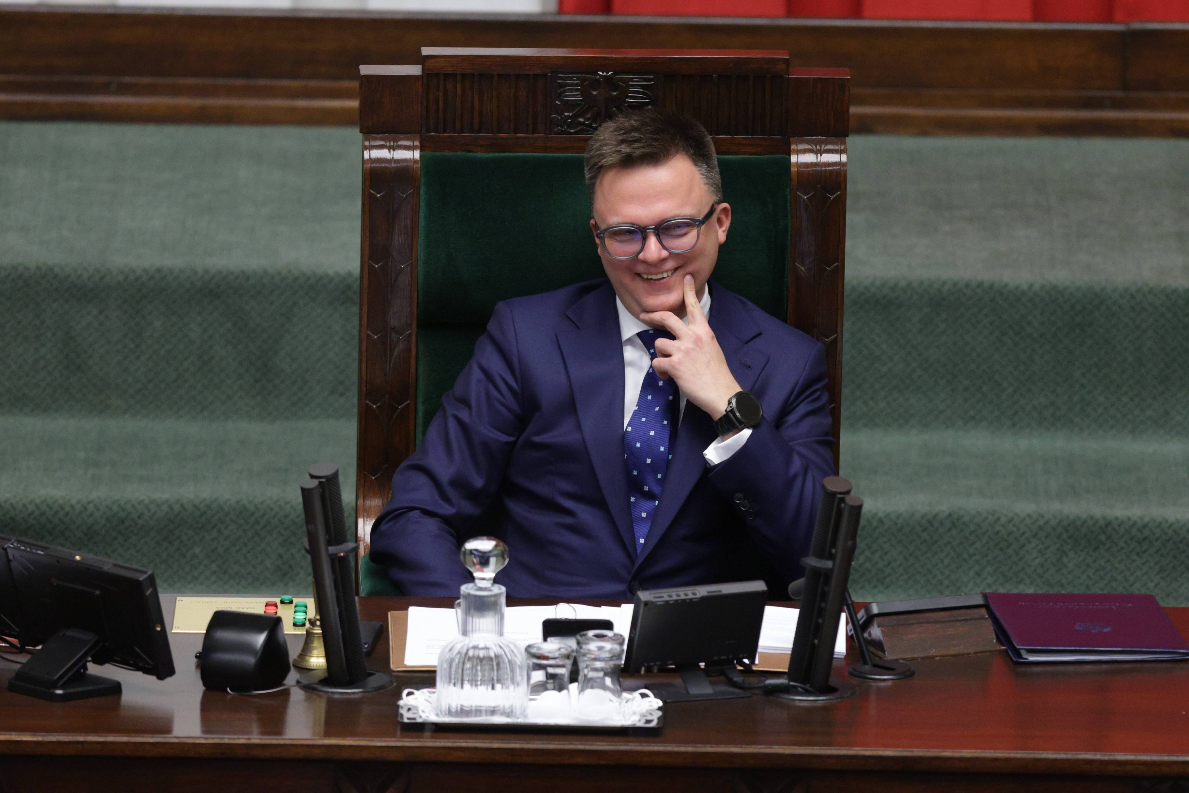 Marszałewk Hołownia na swoim miejscu w Sejmie