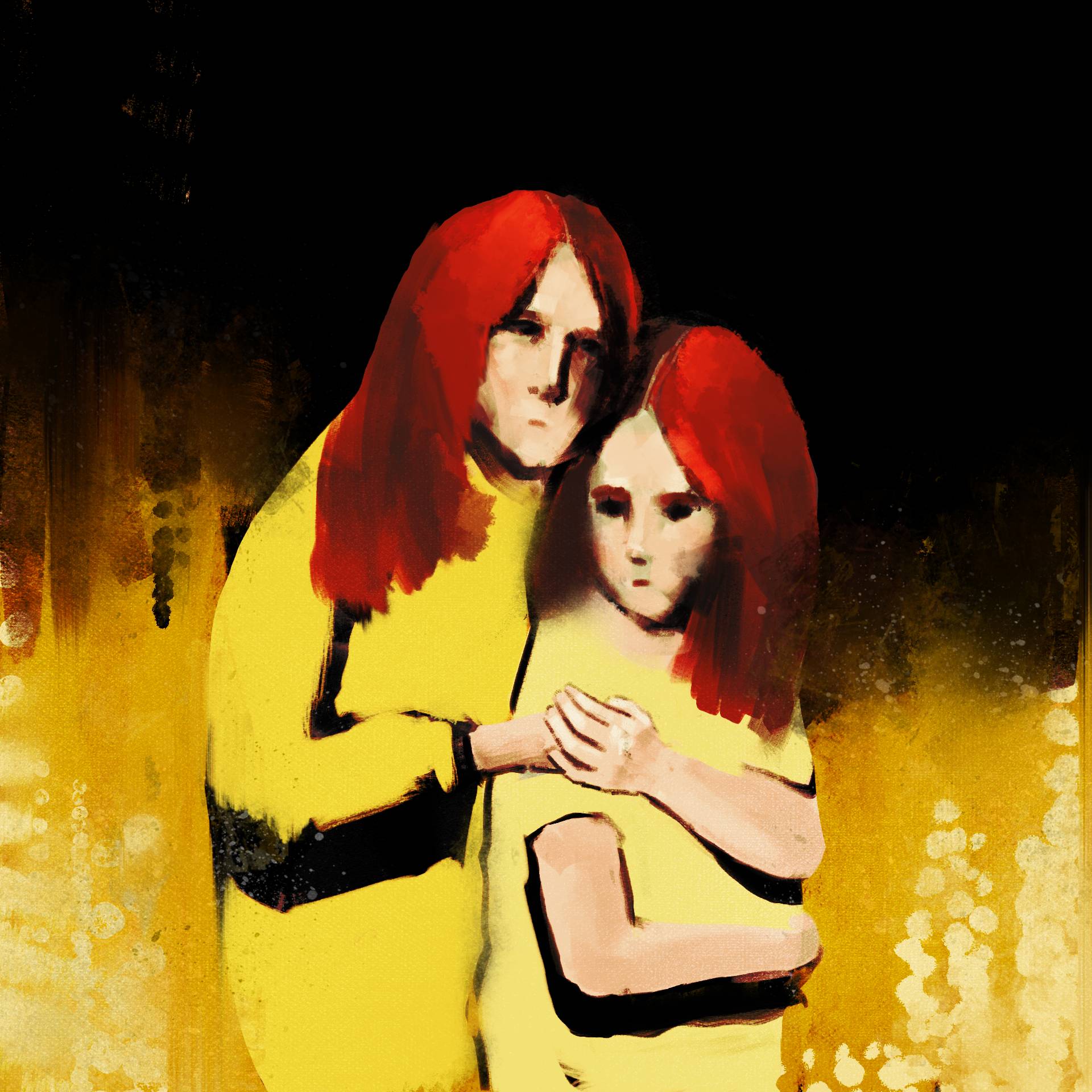 Rysunek przedstawia dwie osoby przytulone