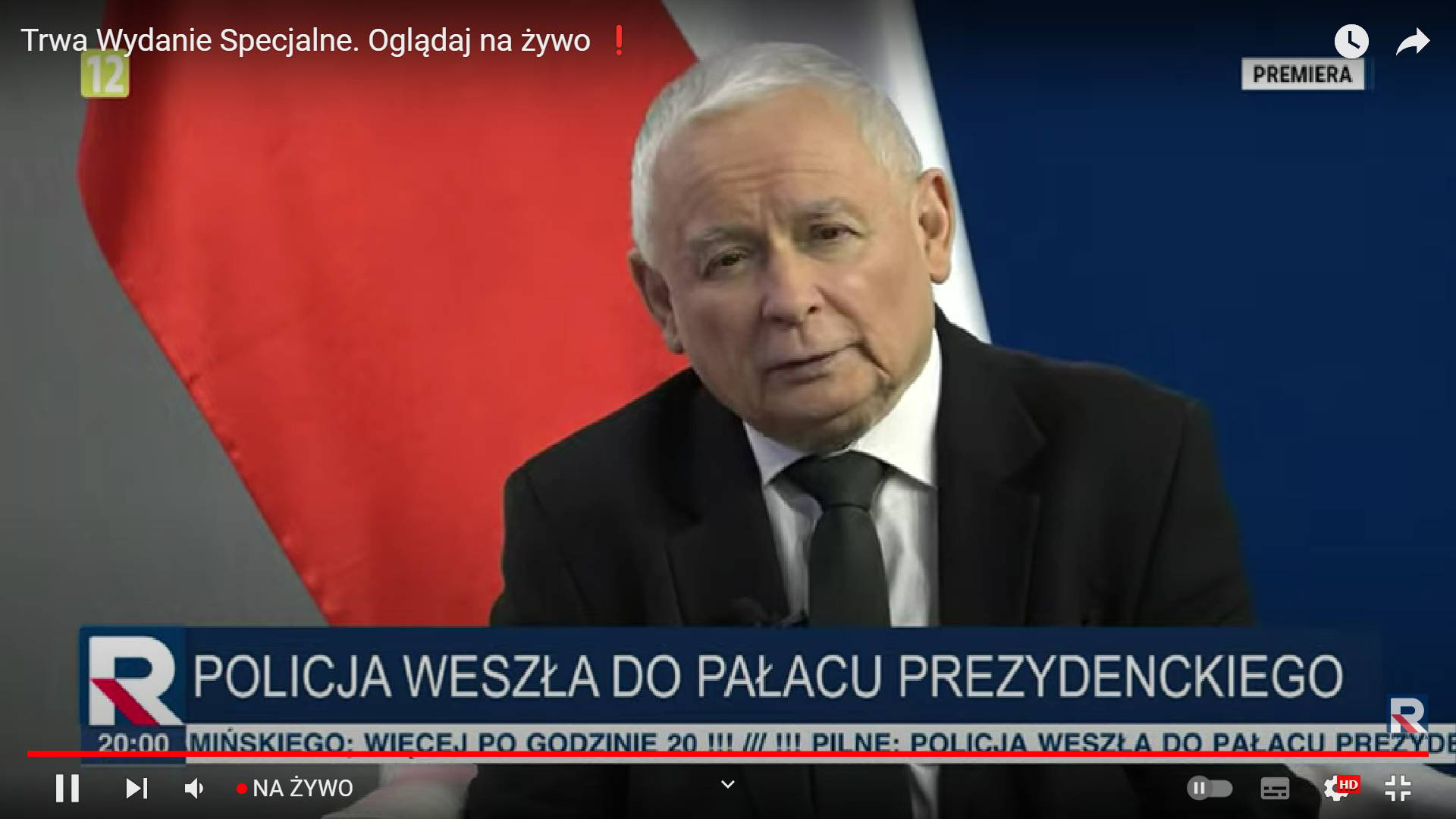 Jarosła Kaczyński w studio TV Republika