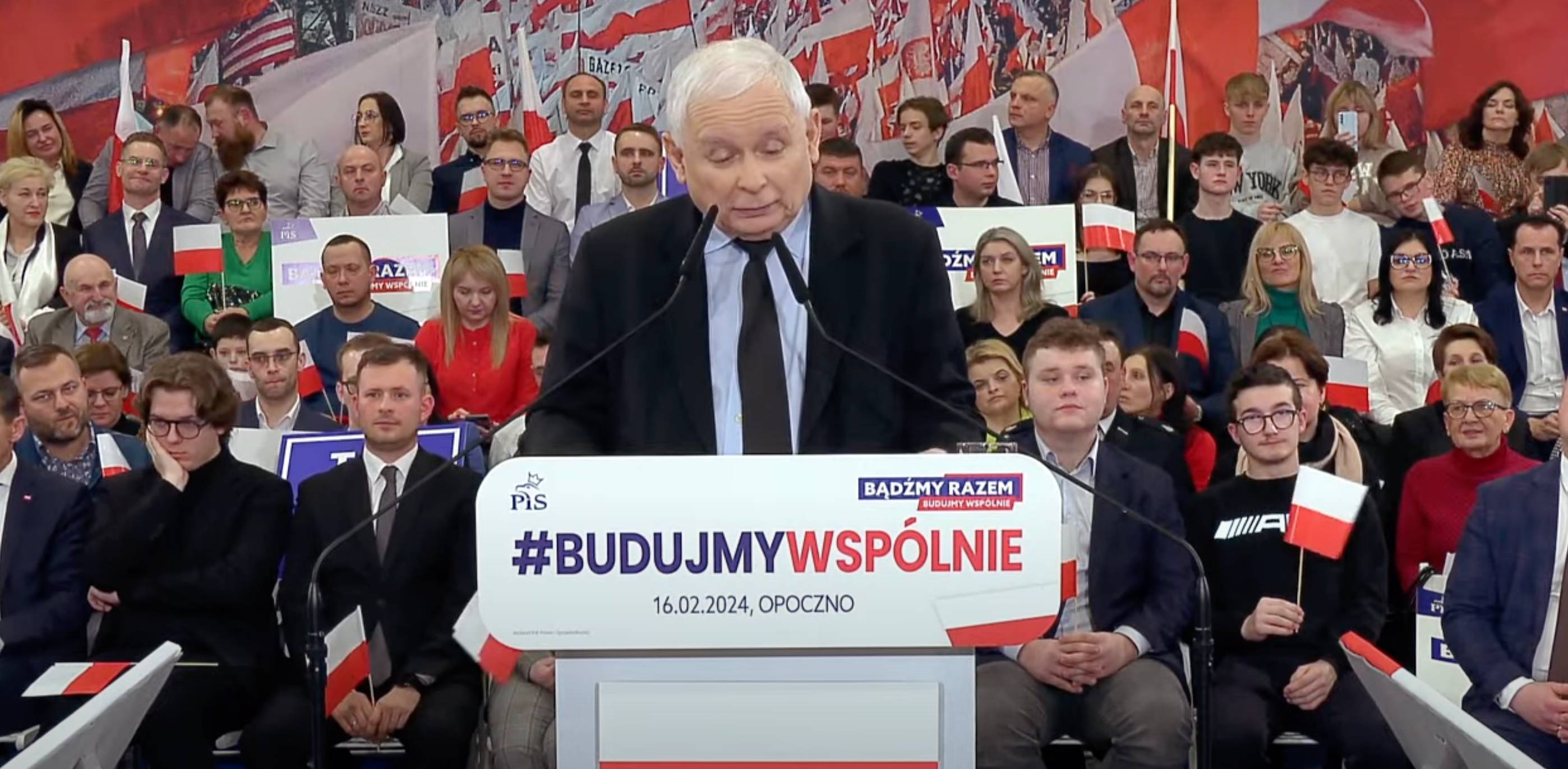 Jarosław Kaczyński przemawia na konwencji w Opocznie