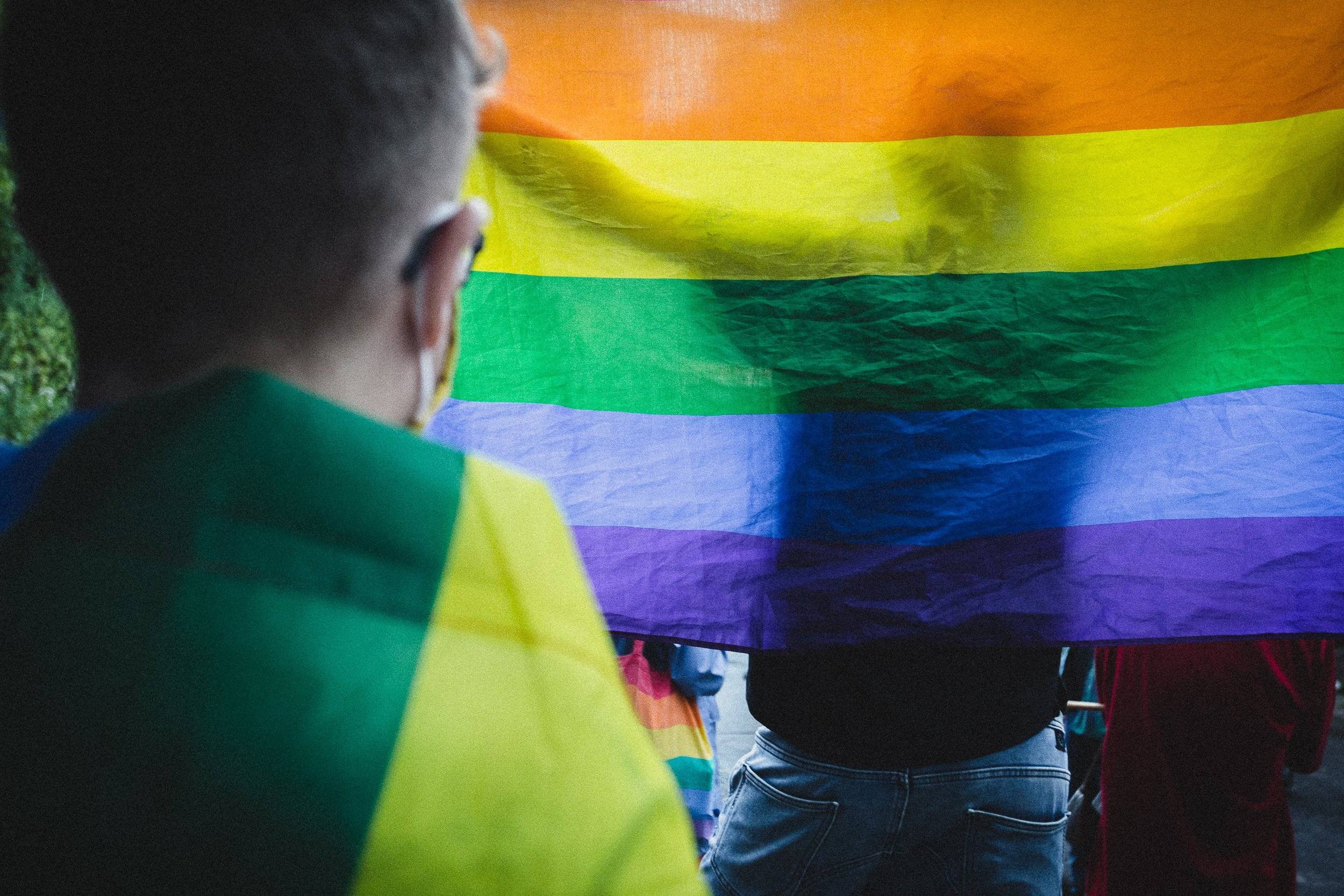 Warszawa, 08.07.2021. Solidarność z osobami LGBT w Gruzji - demonstracja