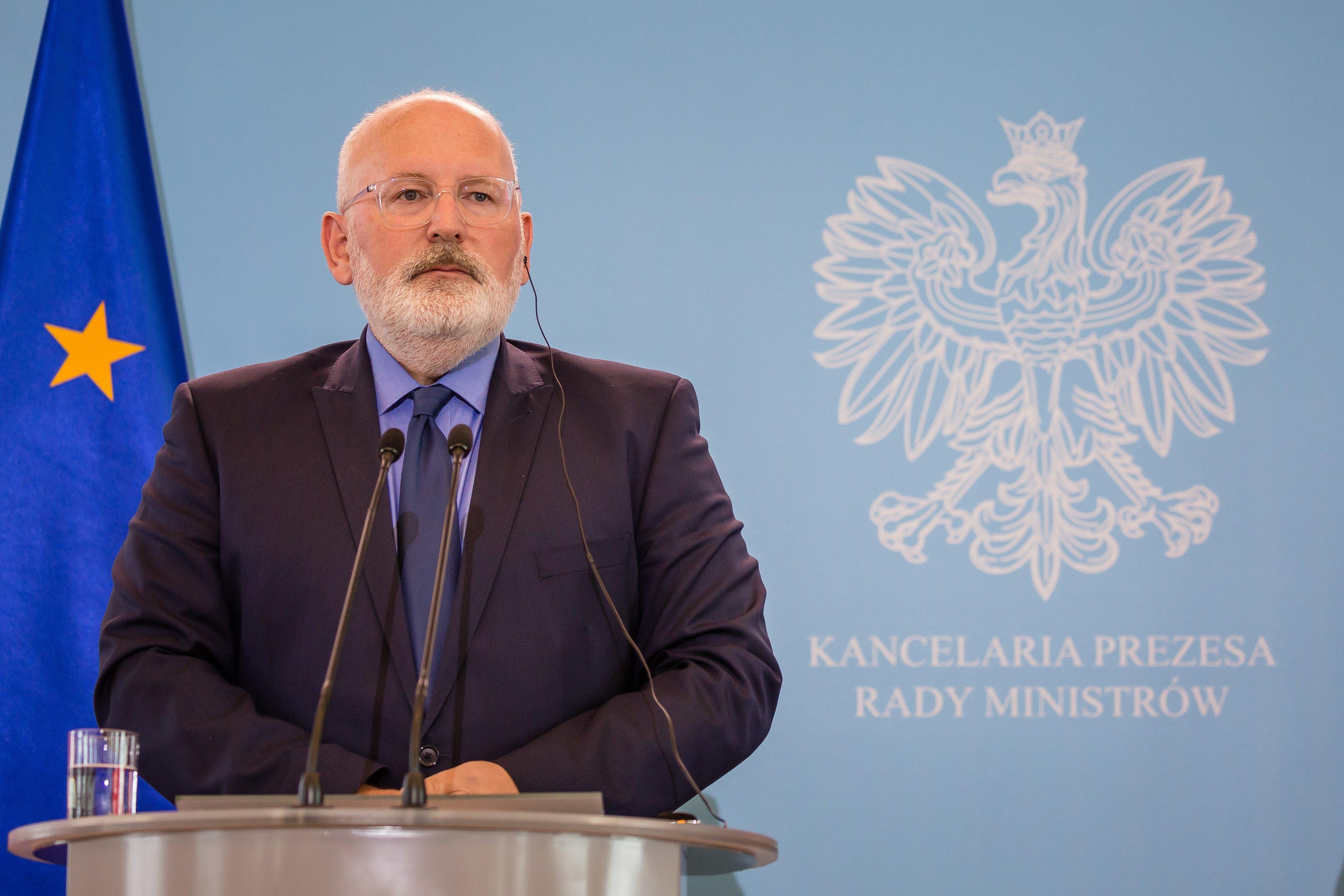 Poland, Warsaw: European Commissioner Frans Timmermans is seen during jin press conferance after meeting with Polish Prime Minister Mateusz Morawiecki , Warsaw, June 18, 2018.