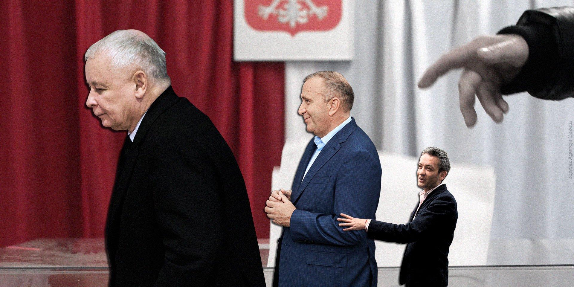 Trzech polityków: Jarosław Kaczyński, Grzegorz Schetyna i Robert Biedroń