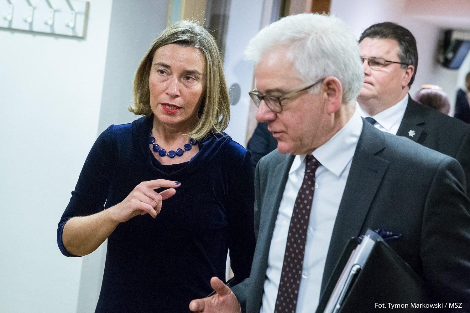 2018.01.22 Bruksela , Belgia . Minister Jacek Czaputowicz . FAC . Posiedzenie rady do Spraw Zagranicznych . Budynek Europa . N/Z Federica Mogherini .
Fot. Tymon Markowski / MSZ