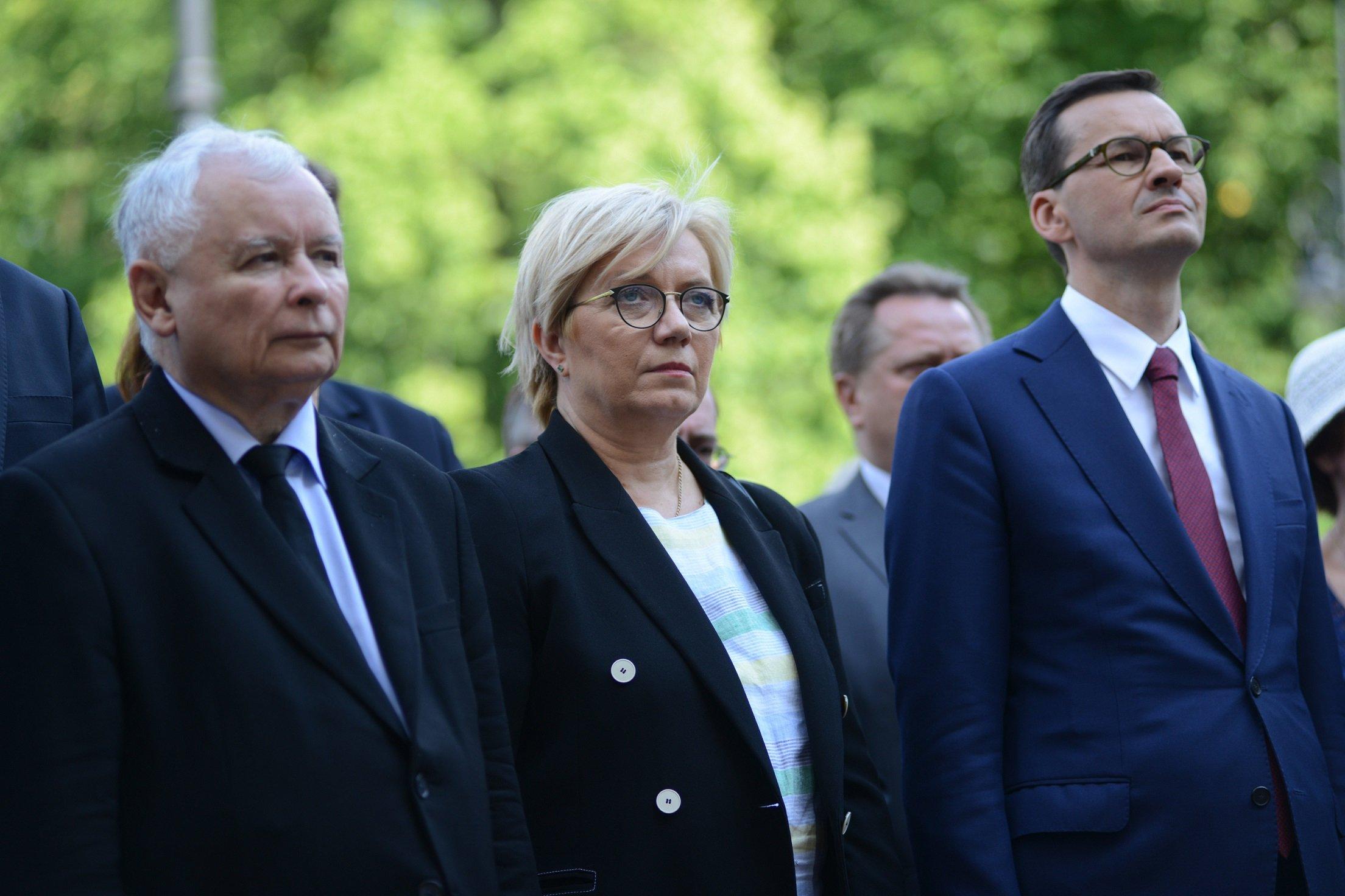 Jarosław Kaczyński, Julia Przyłębska i Mateusz Morawiecki