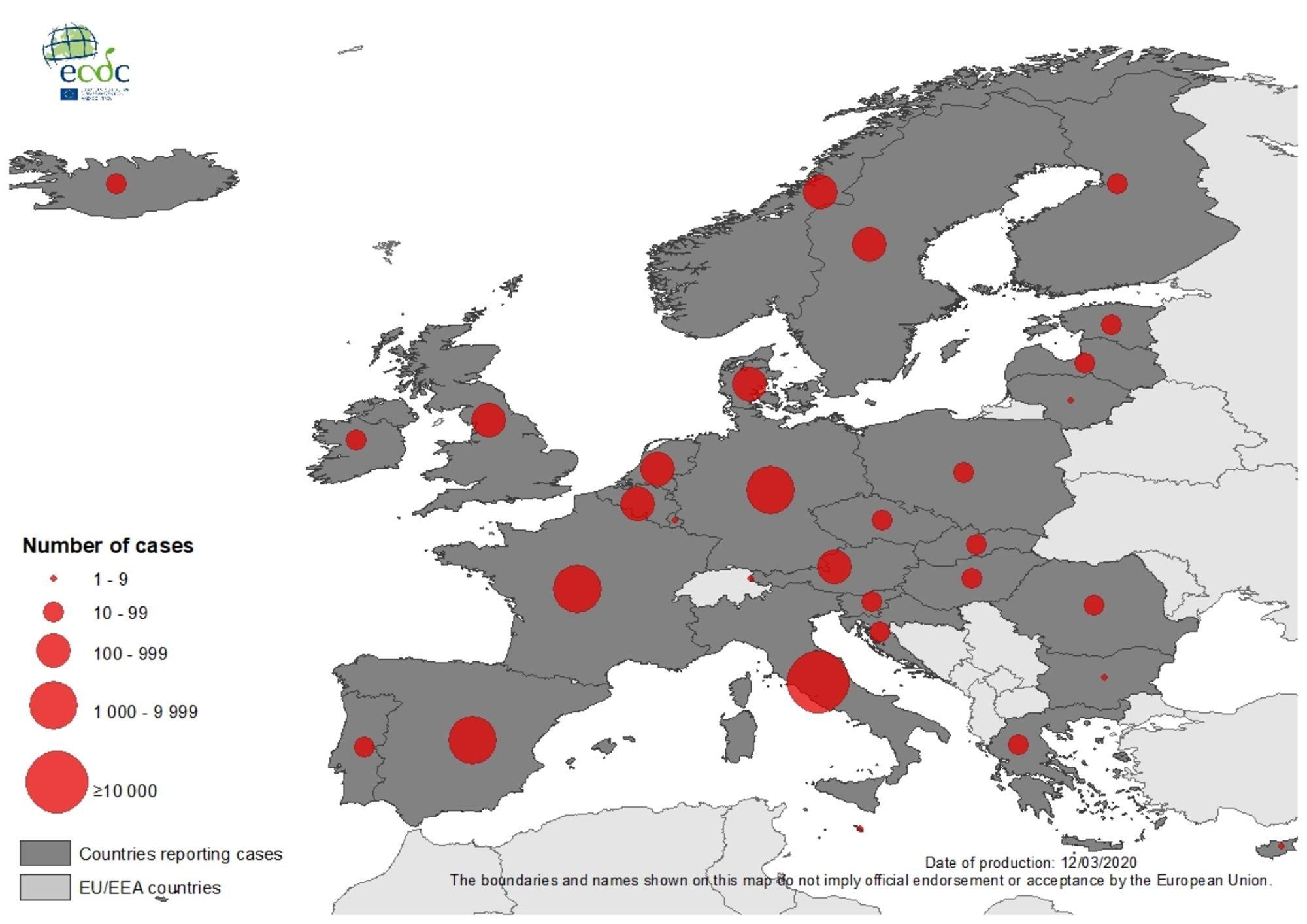 Mapa zakażeń koronawirusem - Europa