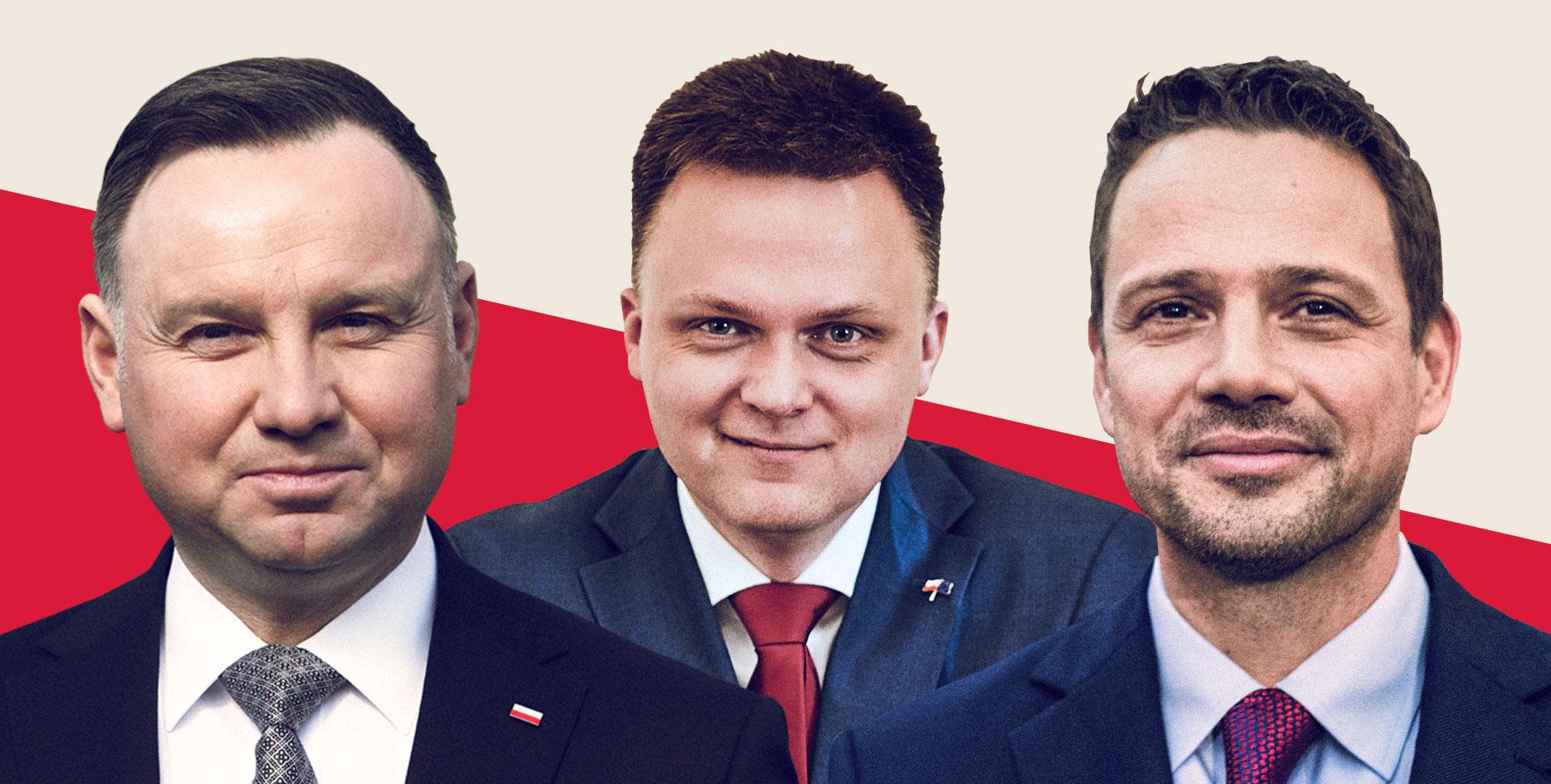 Andrzej Duda, Szymon Hołownia, Rafał Trzaskowski - sondaż OKO.press analizuje ich szanse na wygraną