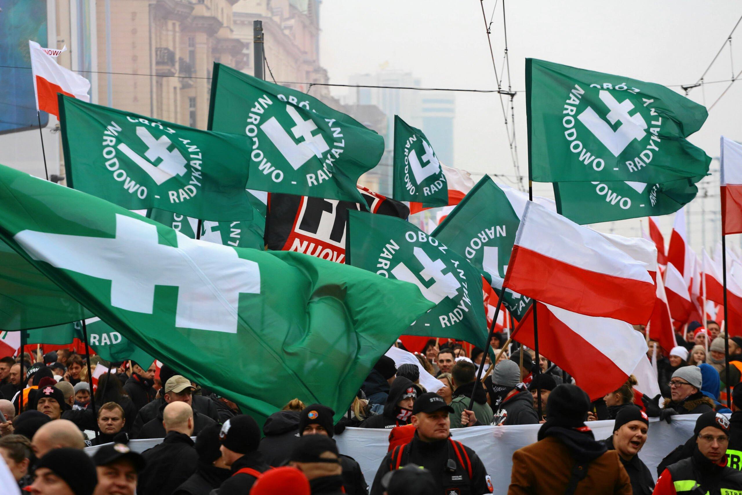 Marsz Dla Ciebie Polsko w Warszawie - na zdjęciu flagi ONR