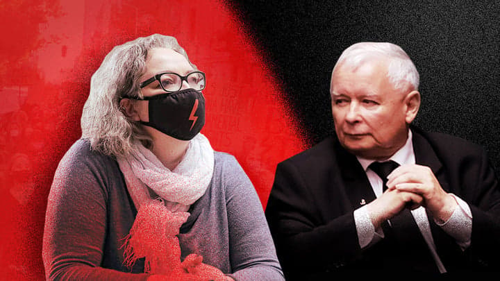 Jarosław Kaczyński z prawej, Marte Lempart z lewej