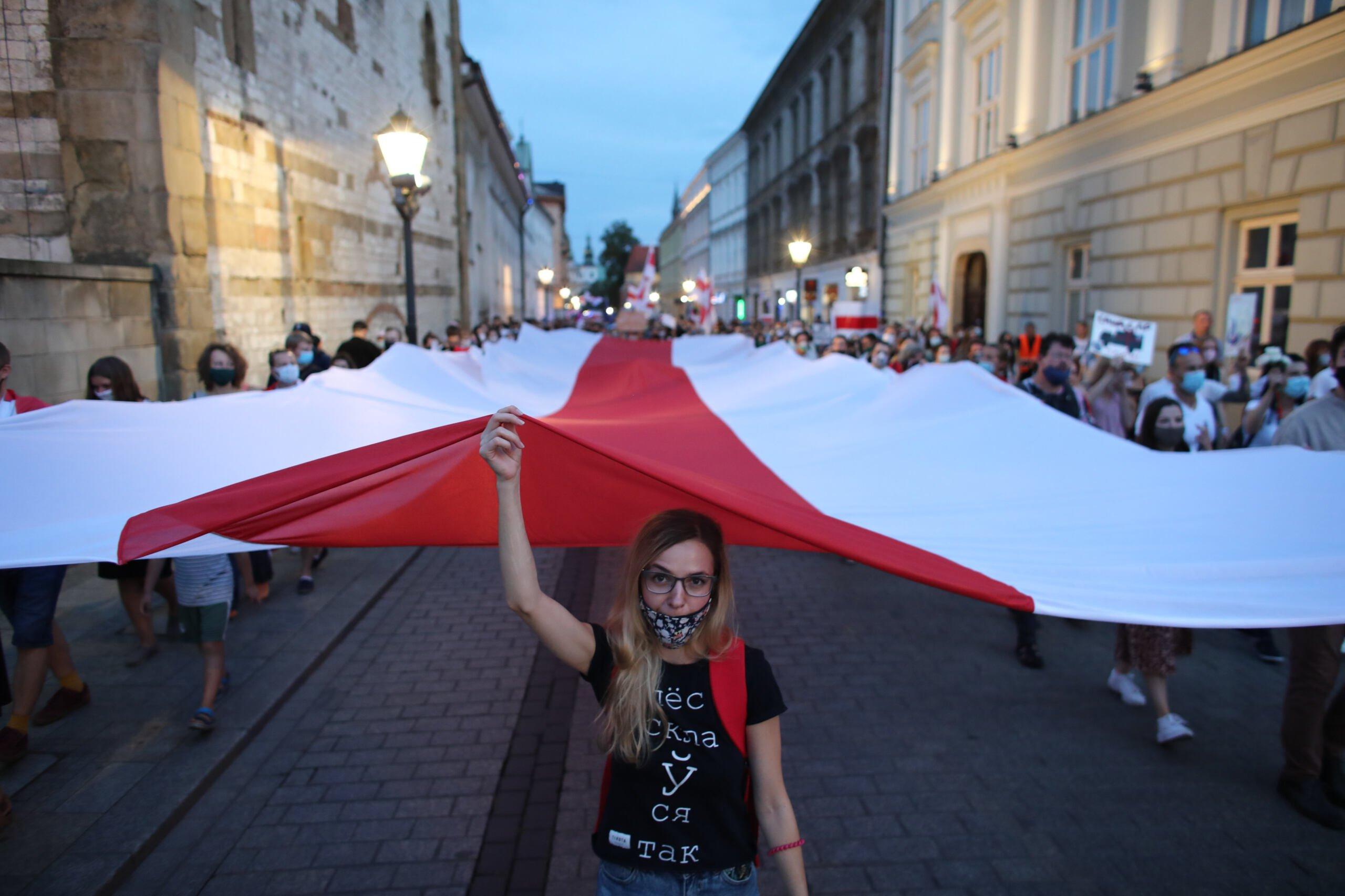 Marsz dla Białorusi ulicami Krakowa