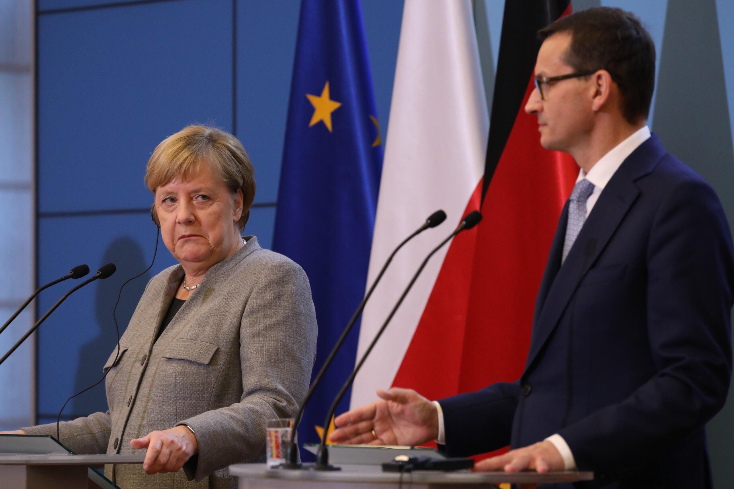 Angela Merkel i Mateusz Morawiecki na wspólnej konferencji prasowej