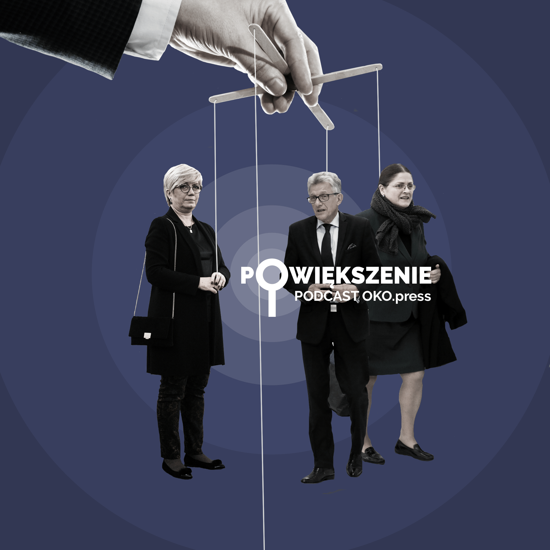 Sędziowie TK: Julia Przyłębska, Stanisław Piotrowicz i Krystyna Pawłowicz – jako marionetki na sznurkach