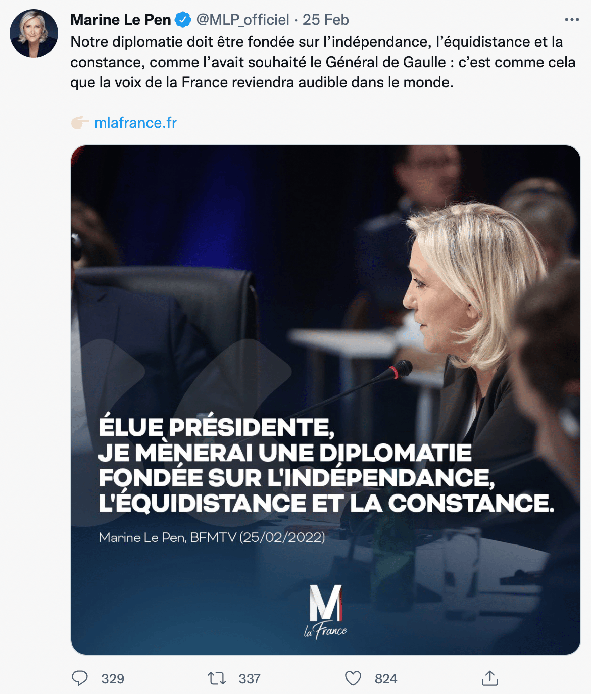 Tweet Marine Le Pen