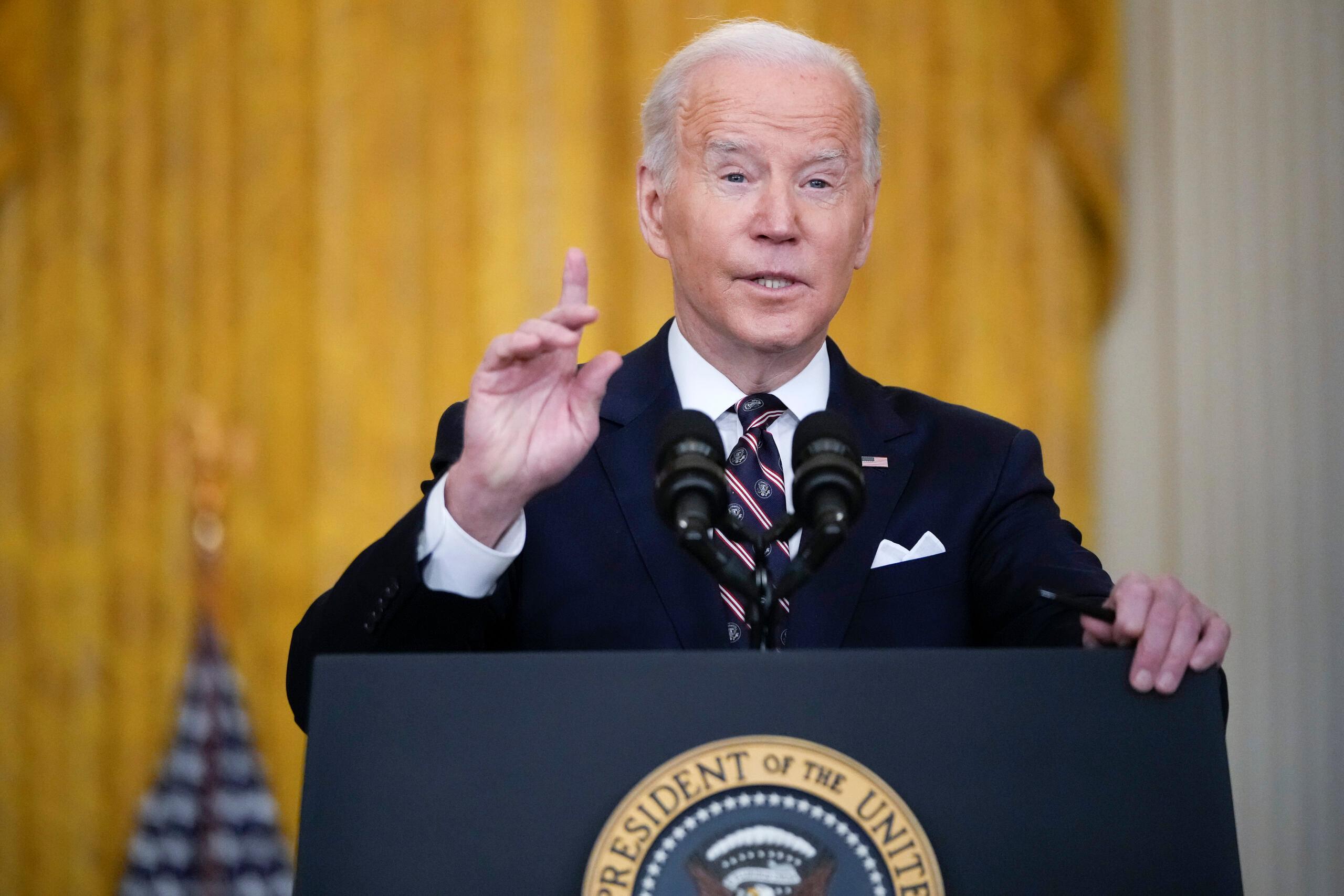 Prezydent USa Joe Biden ogłasza w Białym Domu sankcje wobec Rosji