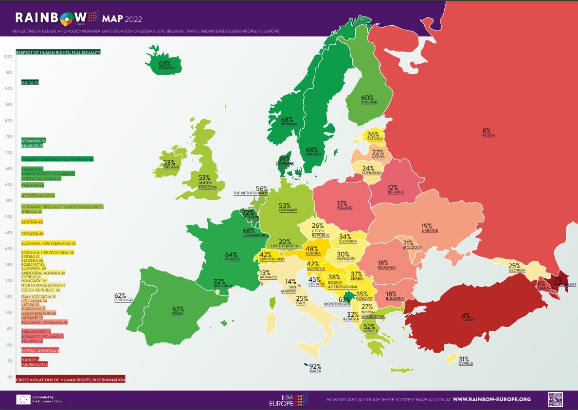 mapa Europy lgbt prawa