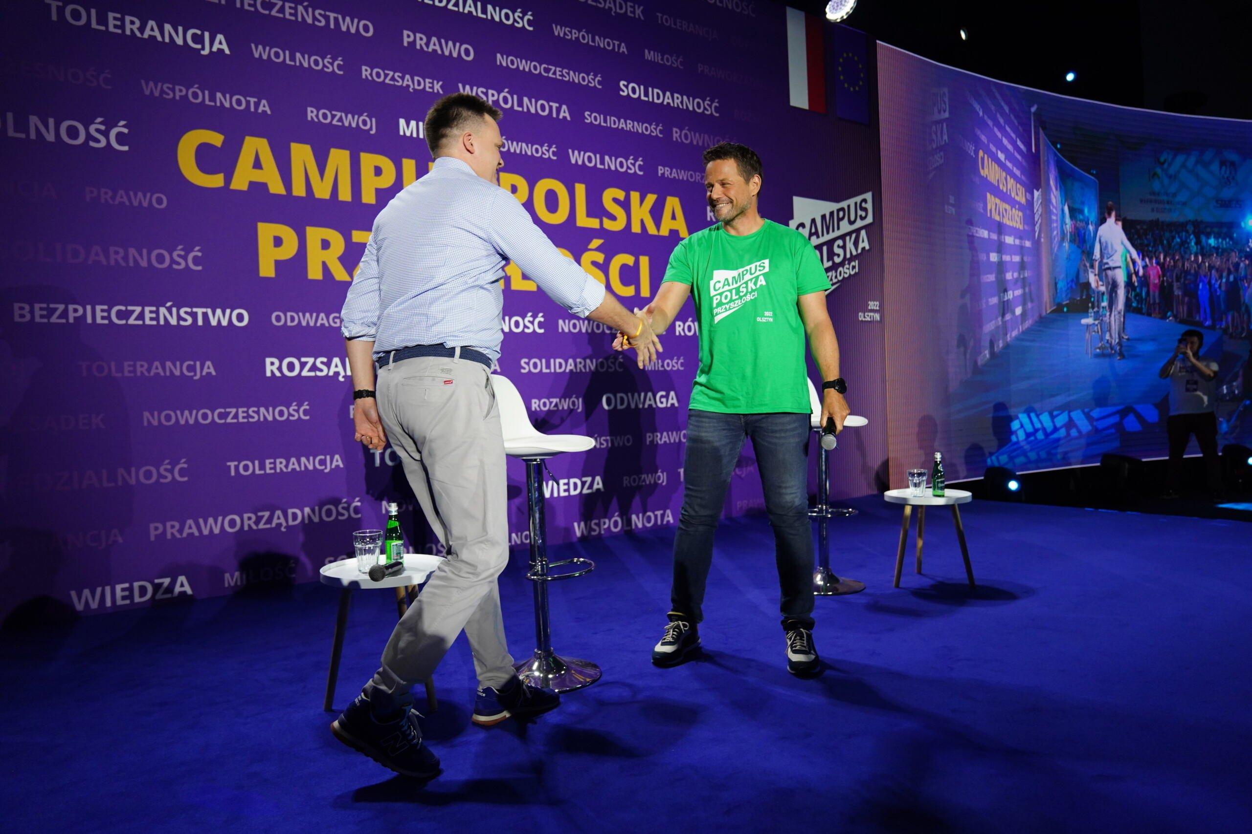 Szymon Hołownia i Rafał Trzaskowski, Campus Polska Przyszłości, 27 sierpnia 2022, Fot . Arkadiusz Stankiewicz / Agencja Wyborcza.pl