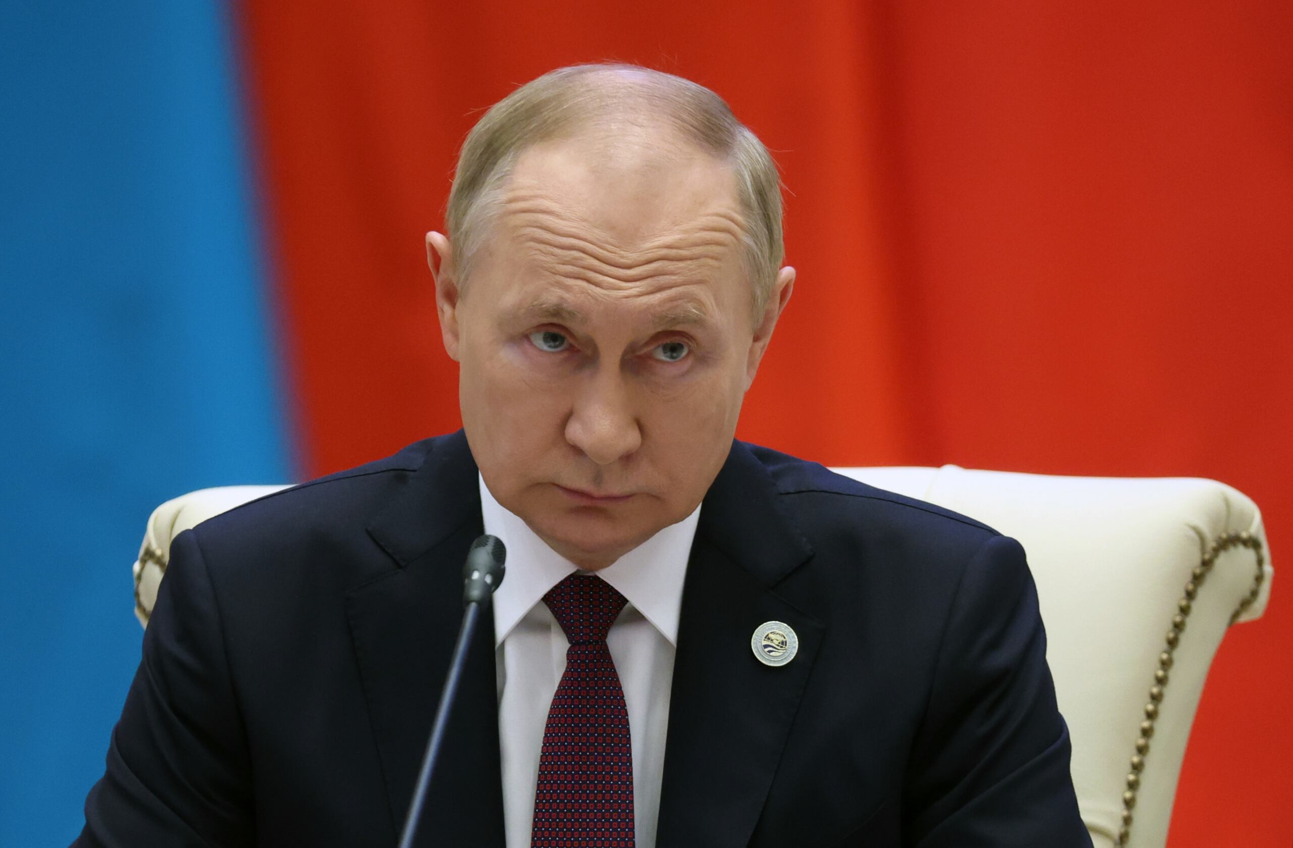 Prezydent Rosji Władimir Putin uczestniczy w szczycie przywódców Szanghajskiej Organizacji Współpracy (SCO) w Samarkandzie 16 września 2022 r.