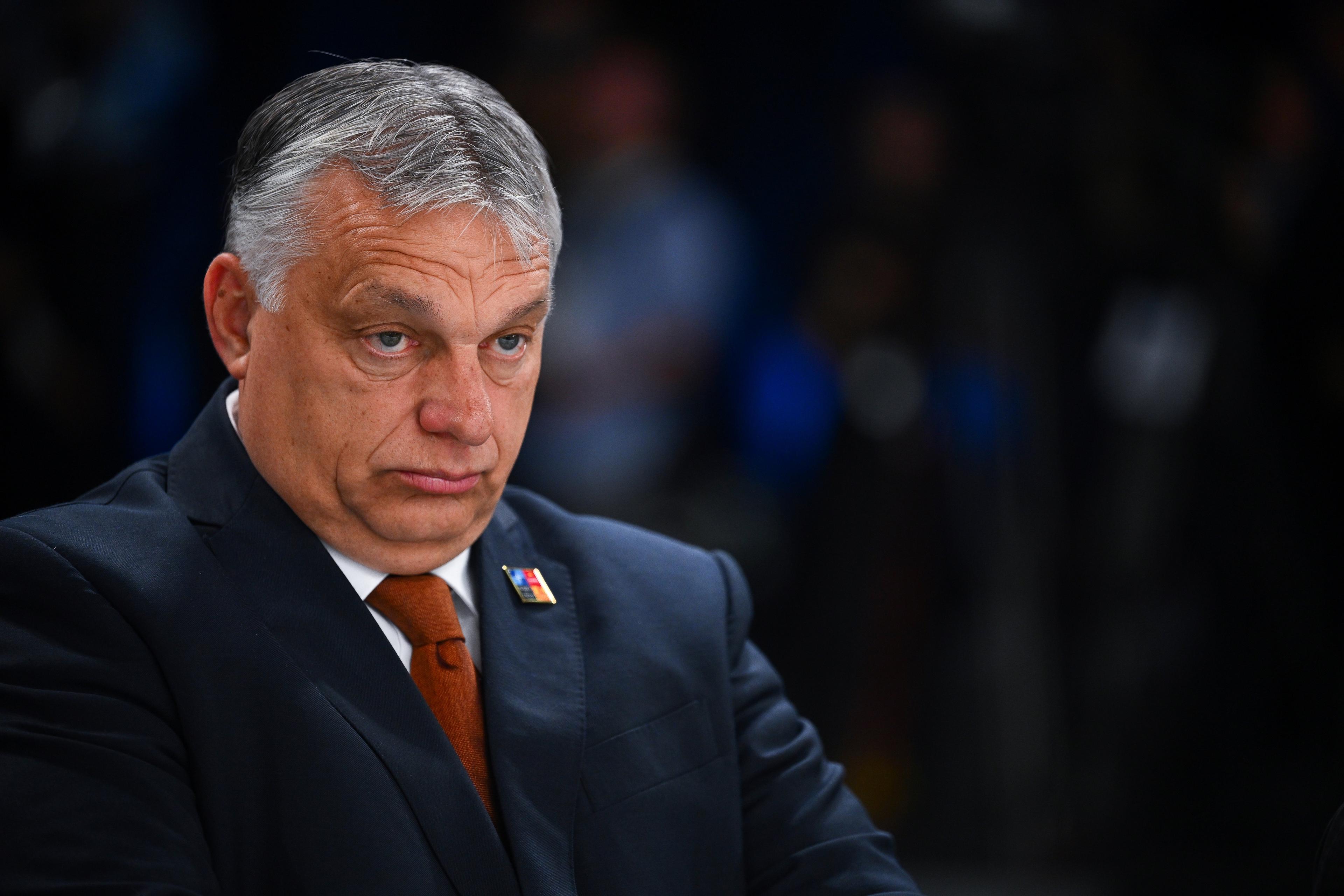 Hungary's Prime Minister Viktor Orban looks on ahead of a meeting of The North Atlantic Council during the NATO summit at the Ifema congress centre in Madrid, on June 30, 2022. (Photo by GABRIEL BOUYS / AFP)