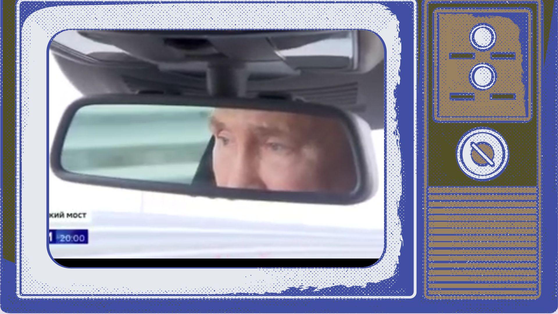 Oczy Putina w lusterku samochodu