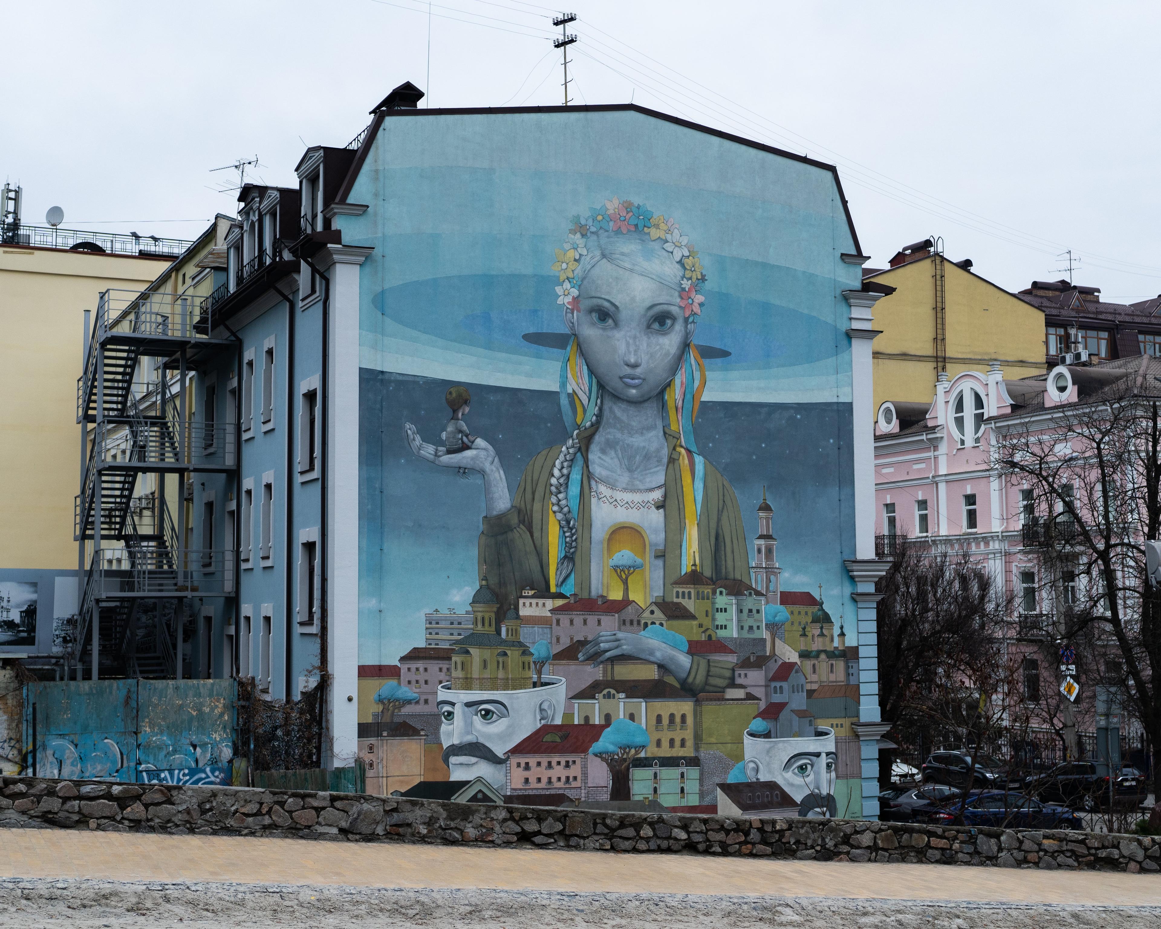 mural przedstawiający scenę z baśni ukraińskiej